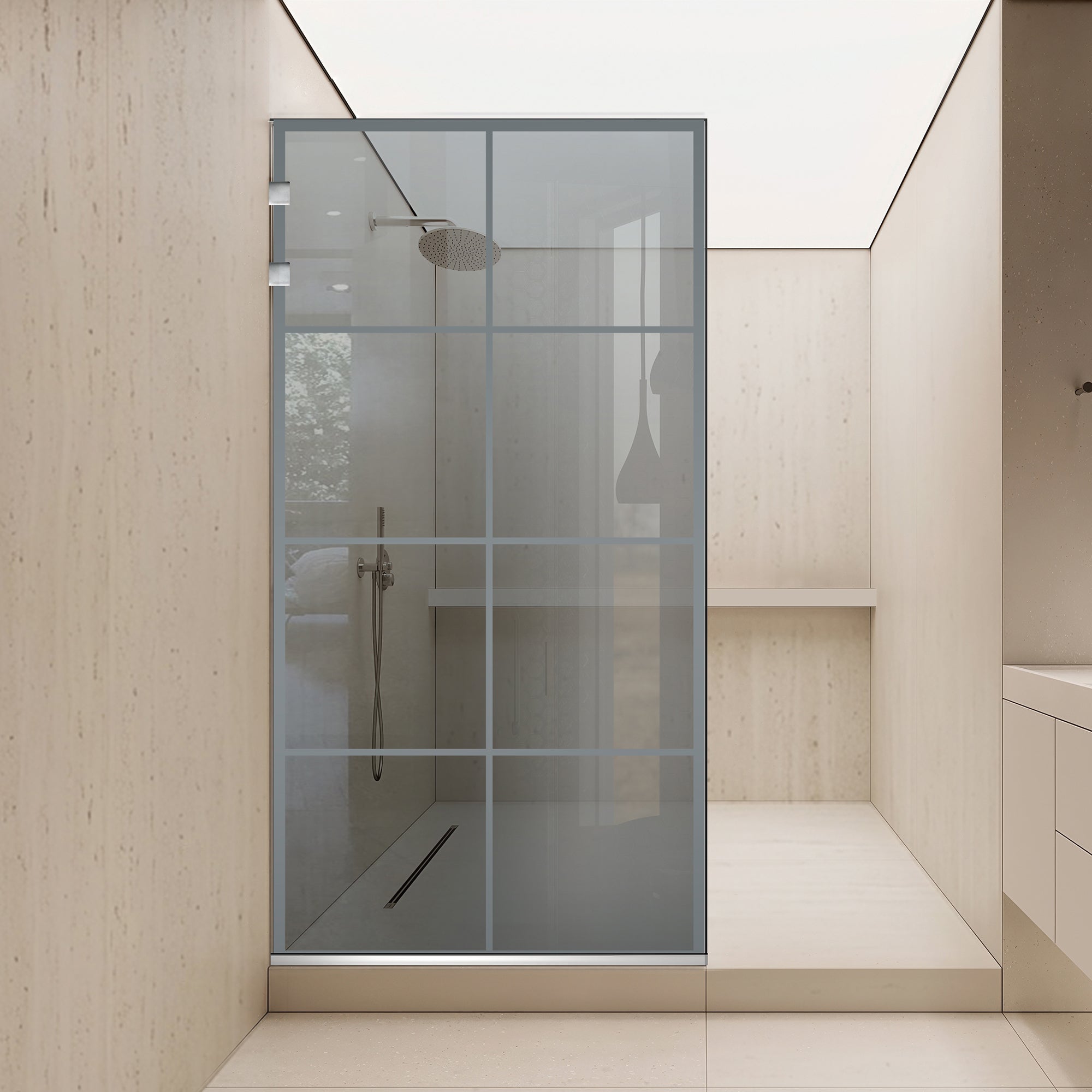 Shower Screens Walk-in, Shower wall Stainless steel, #Grey