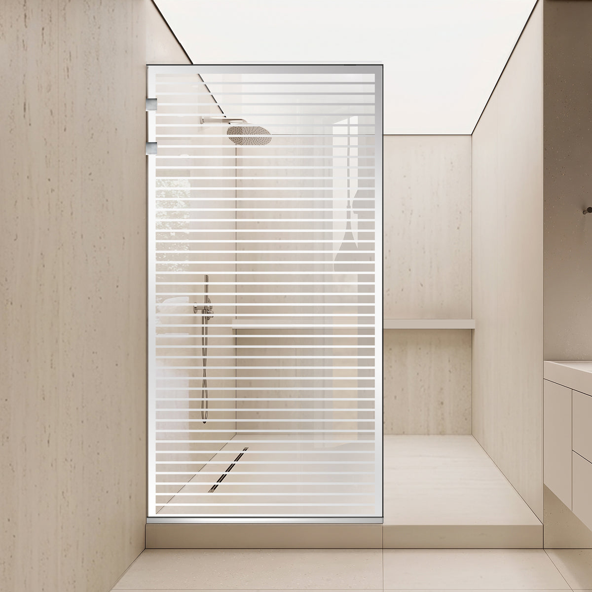 Paravan dus Walk-in, Perete dus Inox, #Clara