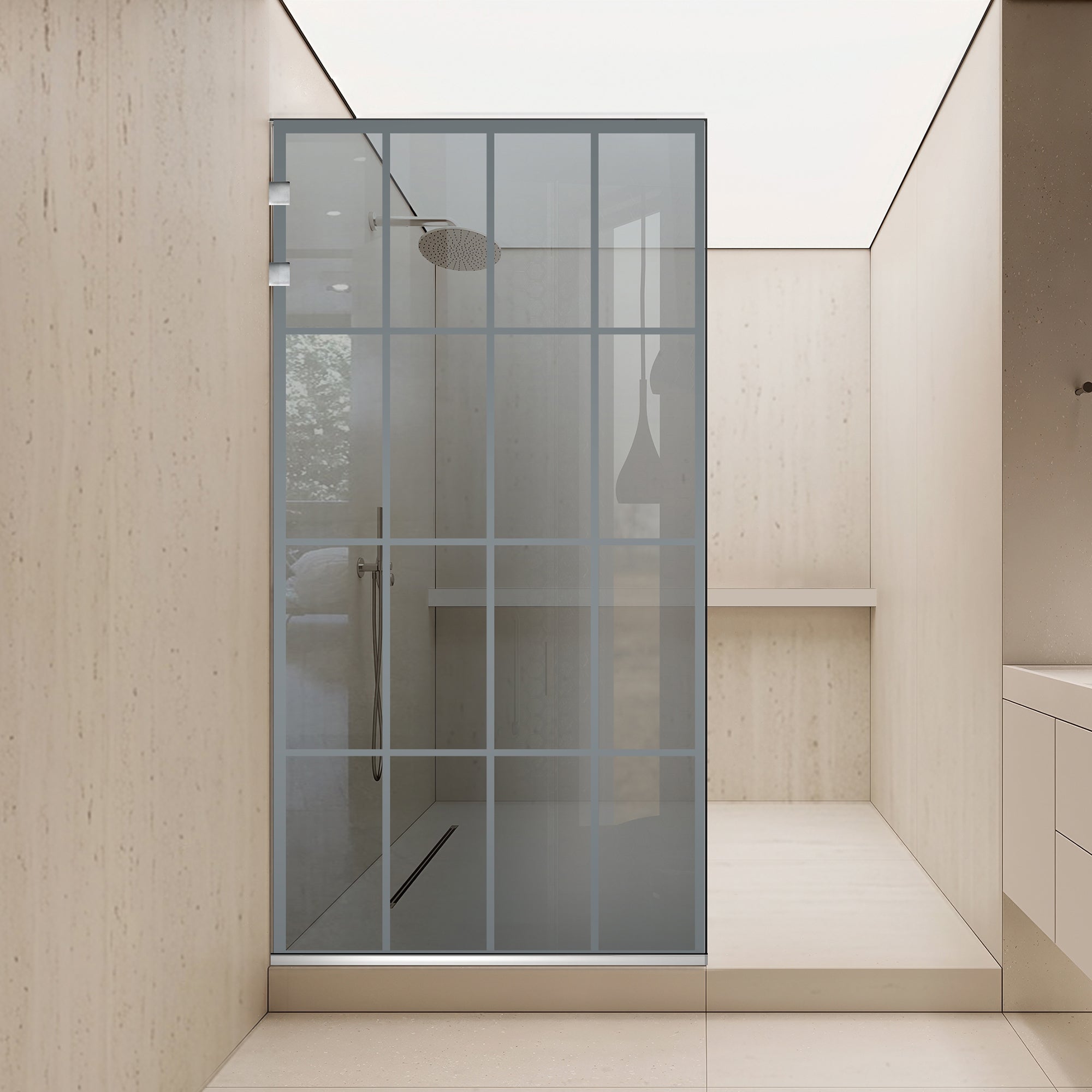 Shower Screens Walk-in, Shower wall Stainless steel, #Grey