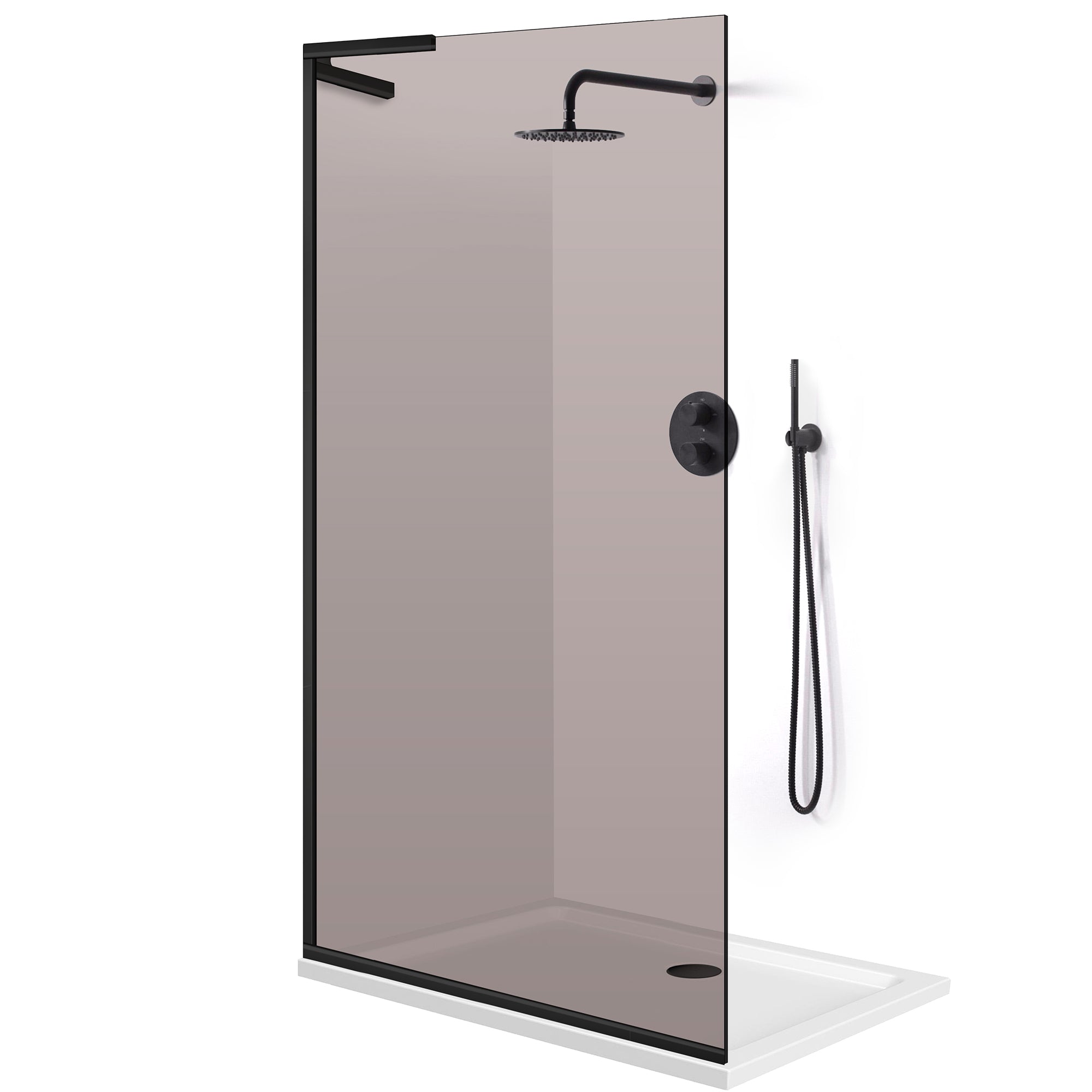 Paravan dus Walk-in, Perete dus Inox, #Bronz