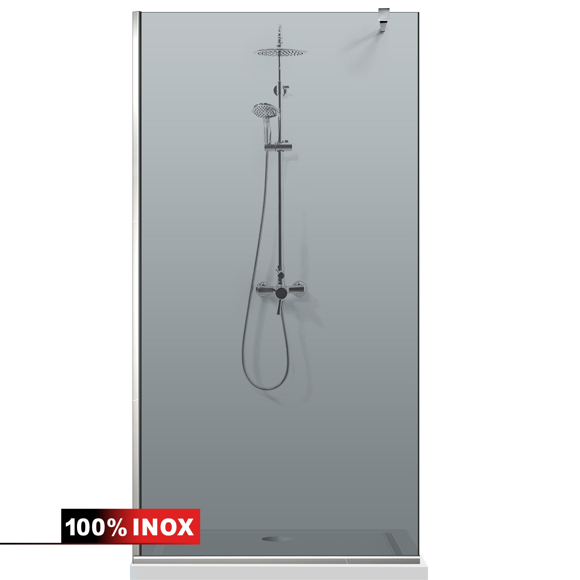 Paravan dus Walk-in, Perete dus  Inox, #Gri