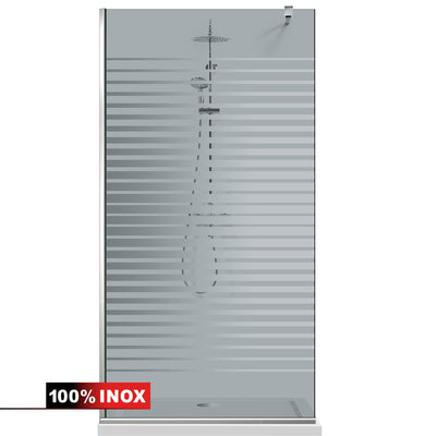 Paravan dus Walk-in, Perete dus  Inox, #Gri #Szürke