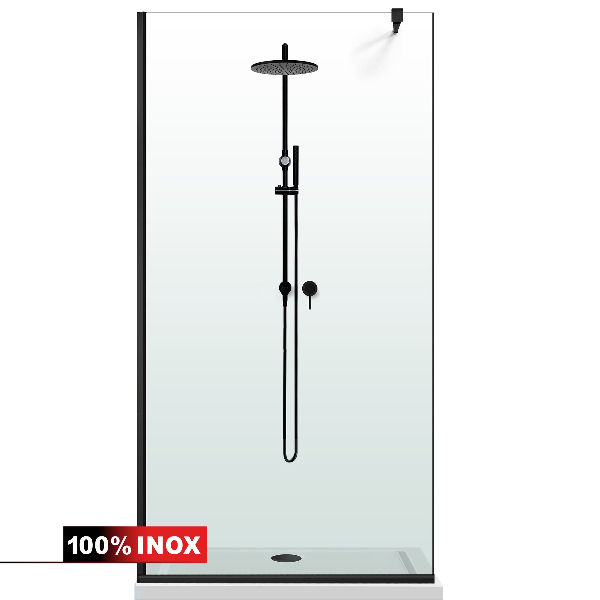 Shower Screens Walk-in, Black Shower Wall, #Clear #Víztiszta