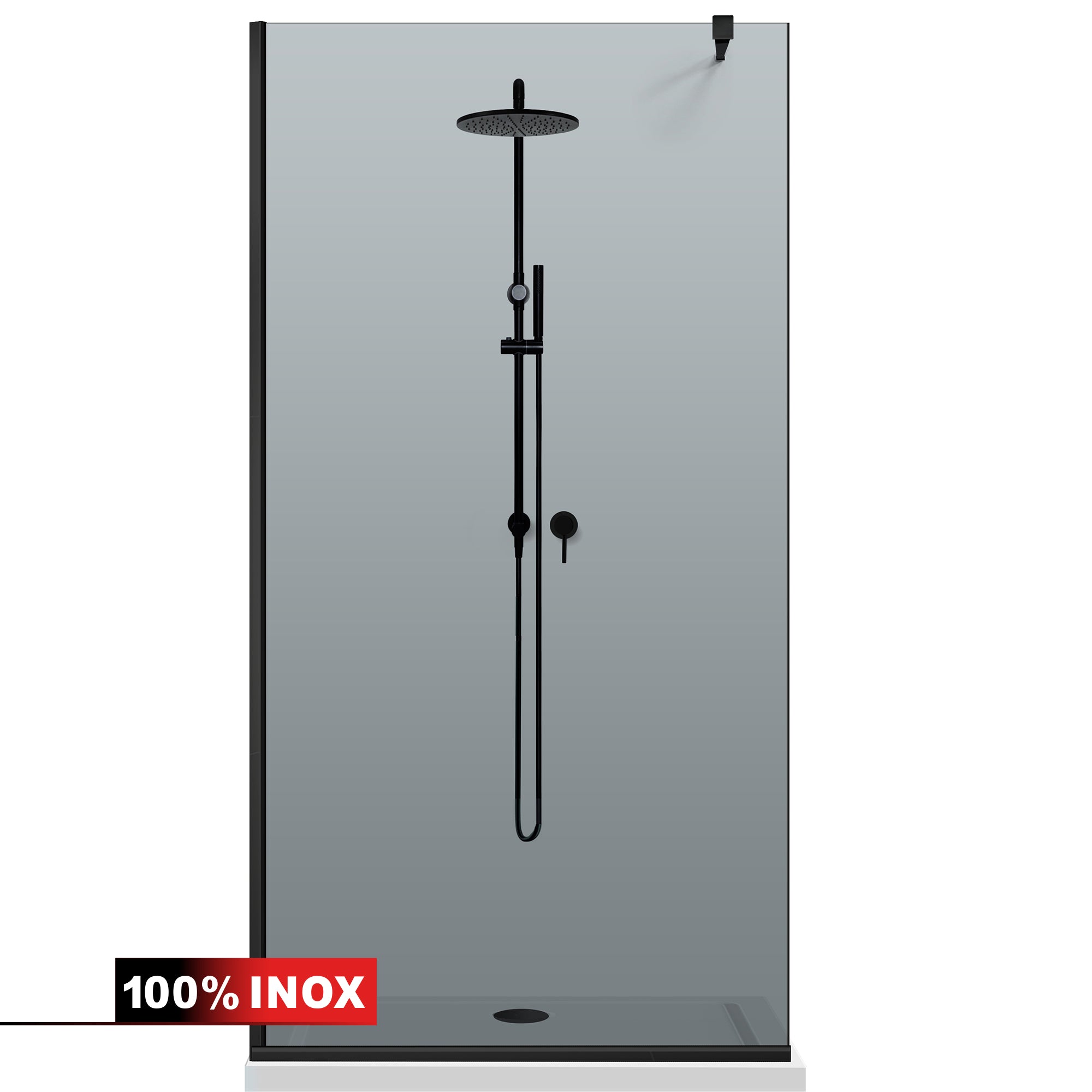 Shower Screens Walk-in, Black shower wall, #Grey #Grey