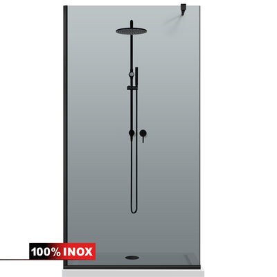 Shower Screens Walk-in, Black shower wall, #Grey #Grey
