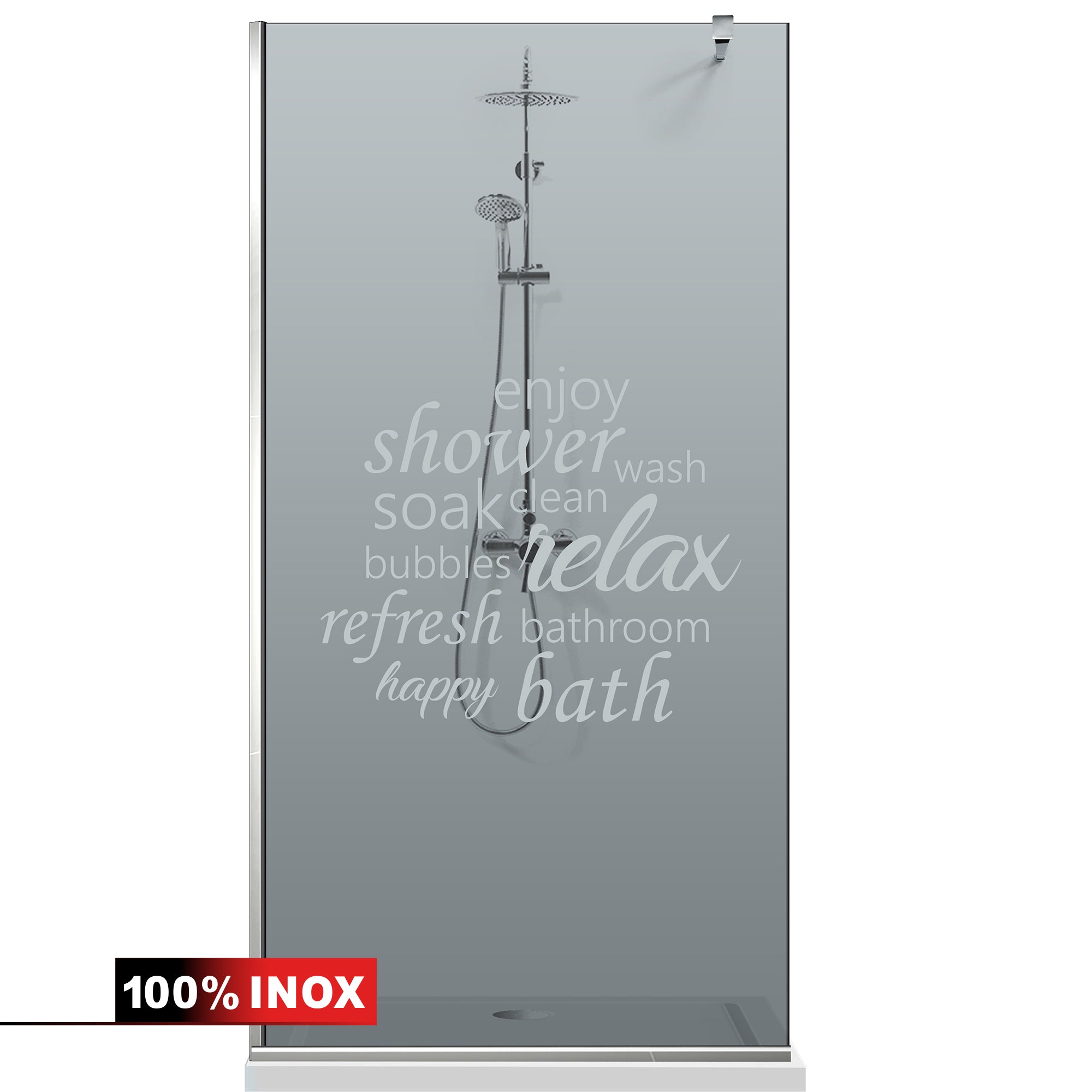 Paravan dus Walk-in, Perete dus  Inox, #Gri