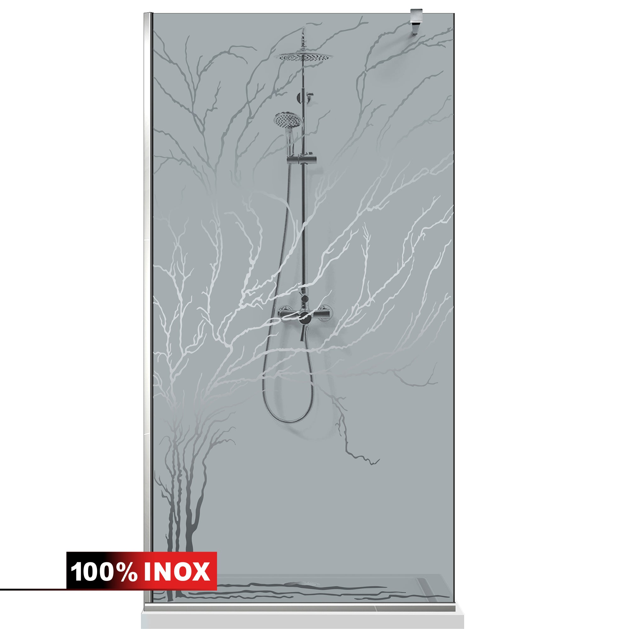 Paravan dus Walk-in, Perete dus  Inox, #Gri