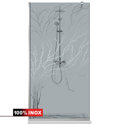 Paravan dus Walk-in, Perete dus  Inox, #Gri