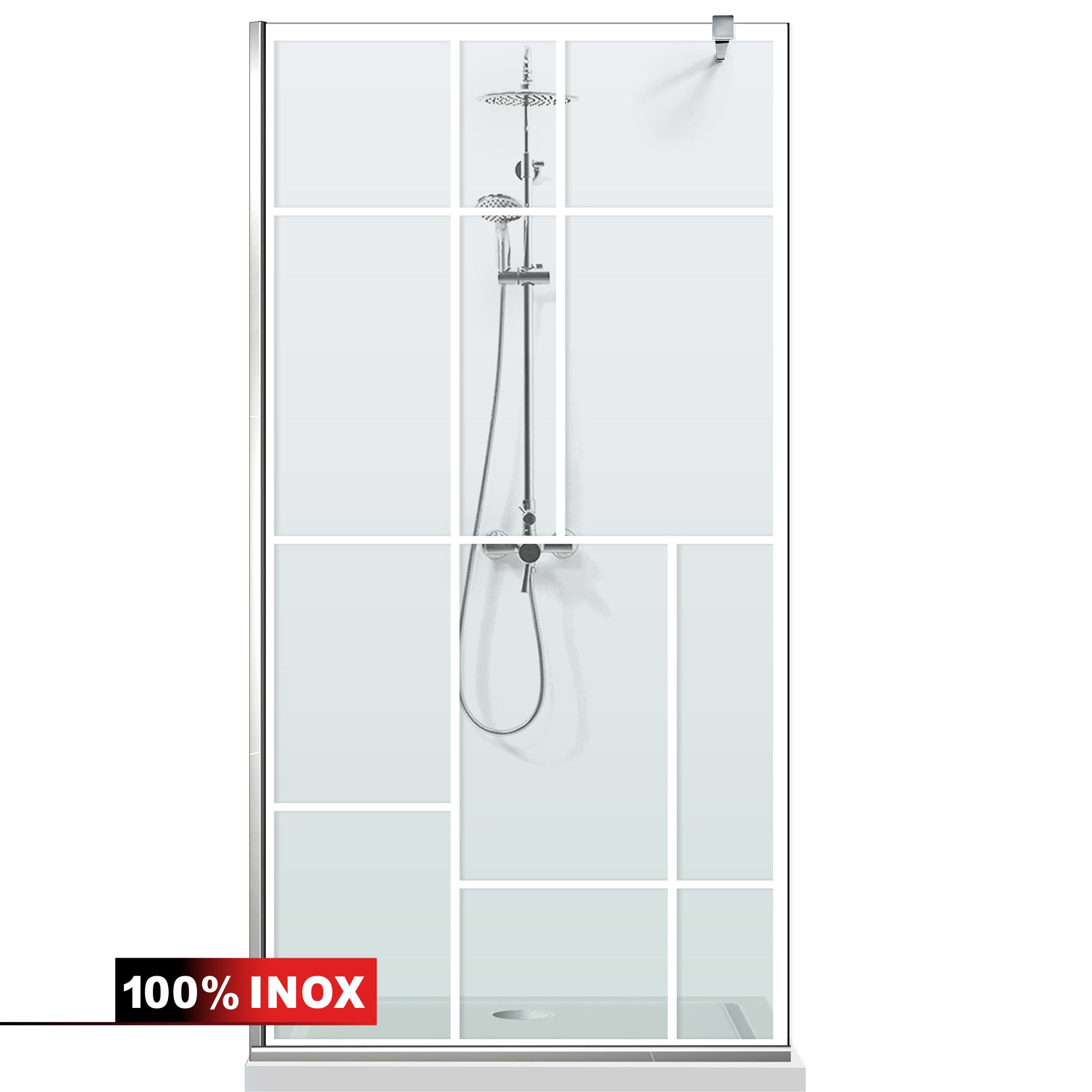 Paravan dus Walk-in, Perete dus  Inox, #Clara