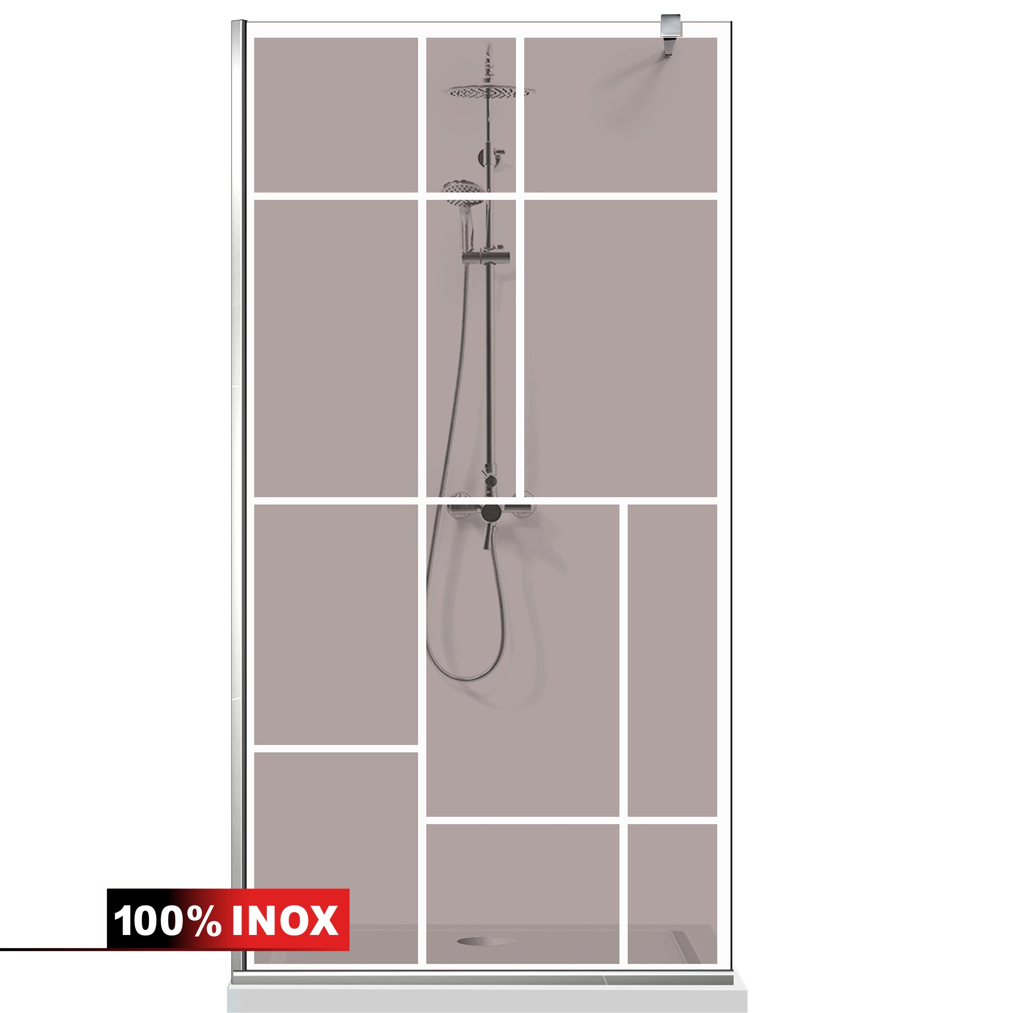 Paravan dus Walk-in, Perete dus Inox, #Bronz