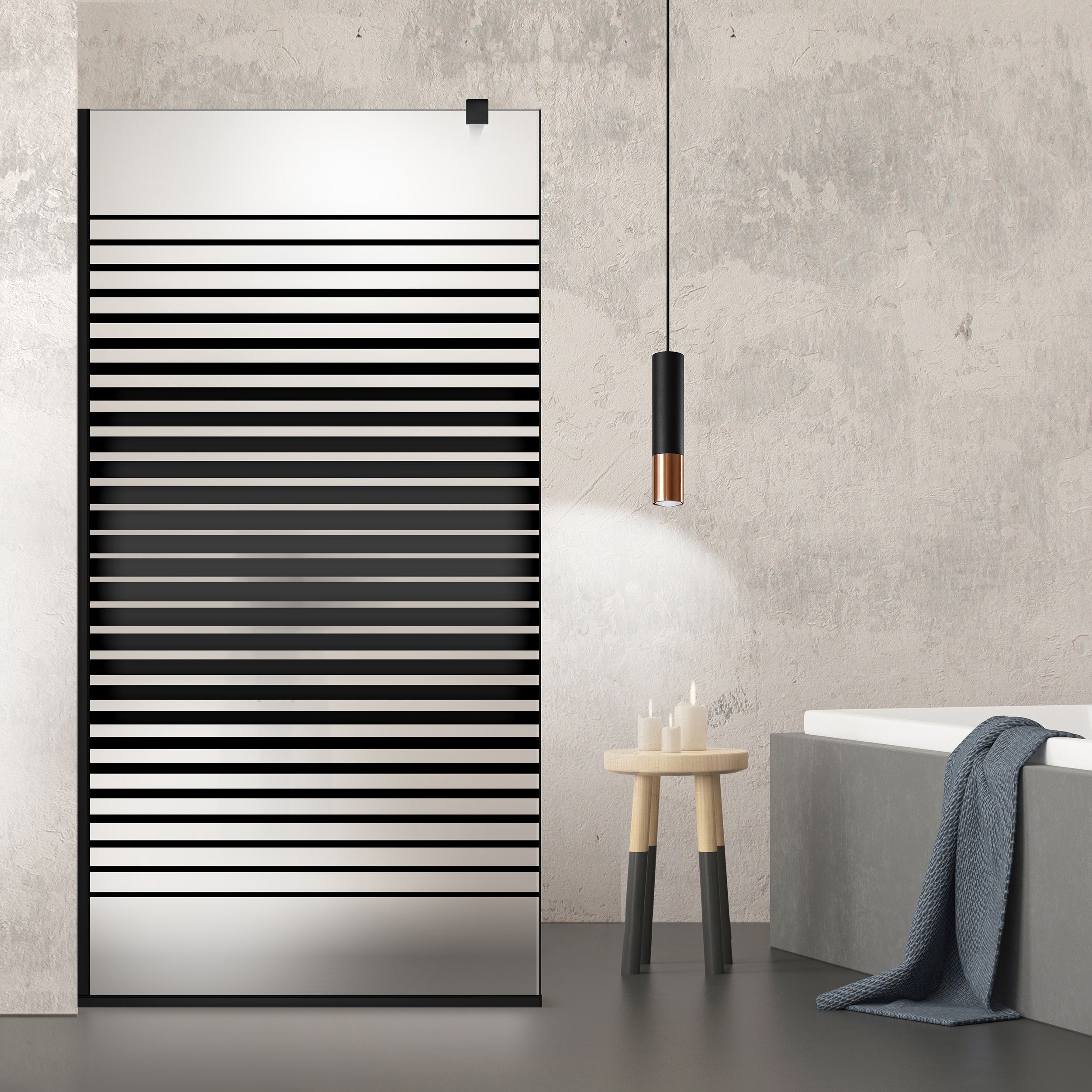 Shower Screens Walk-in, Black Shower Wall, #Satiné #Matt