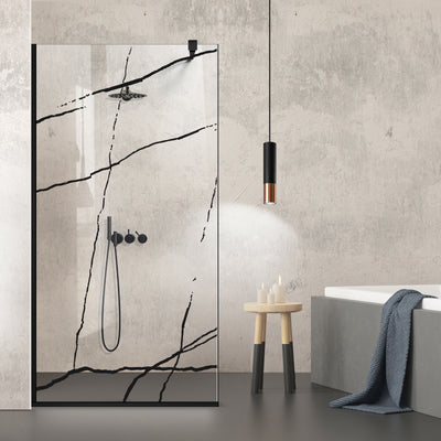 Shower Screens Walk-in, Black Shower Wall, #Clear #Víztiszta