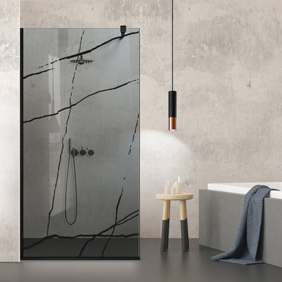 Shower Screens Walk-in, Black shower wall, #Grey #Grey