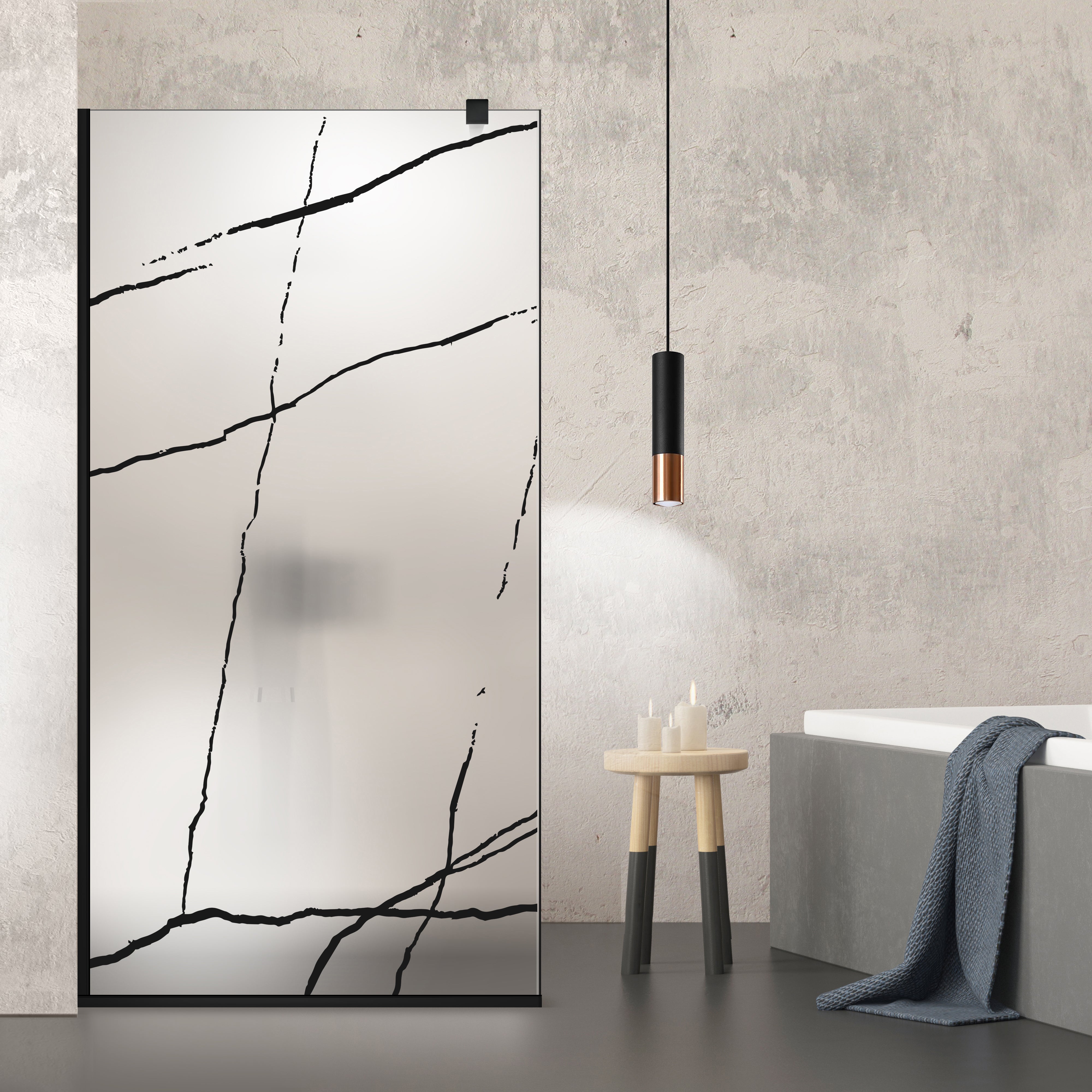 Shower Screens Walk-in, Black Shower Wall, #Satiné #Matt
