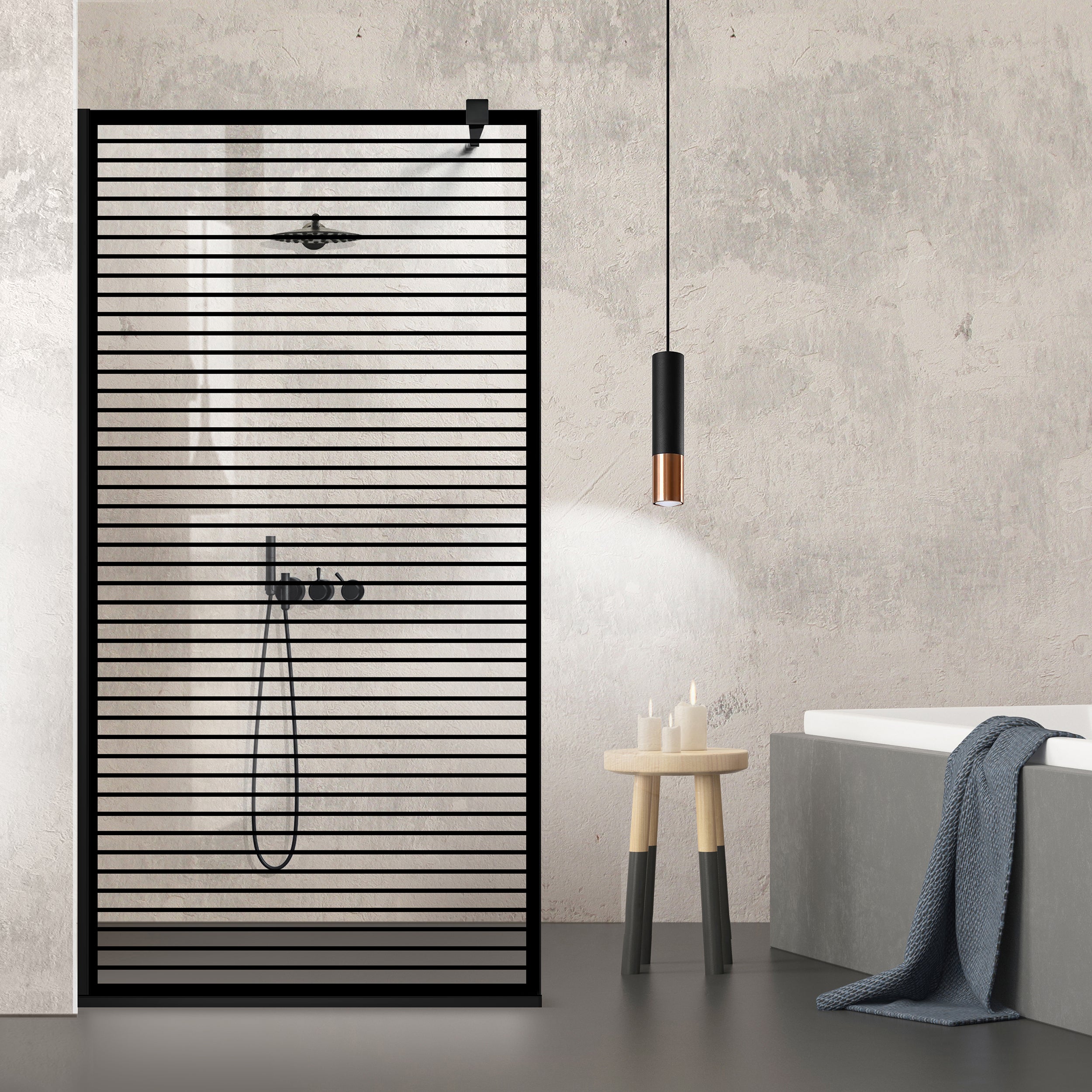Shower Screens Walk-in, Black Shower Wall, #Clear #Víztiszta