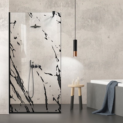 Shower Screens Walk-in, Black Shower Wall, #Clear #Víztiszta