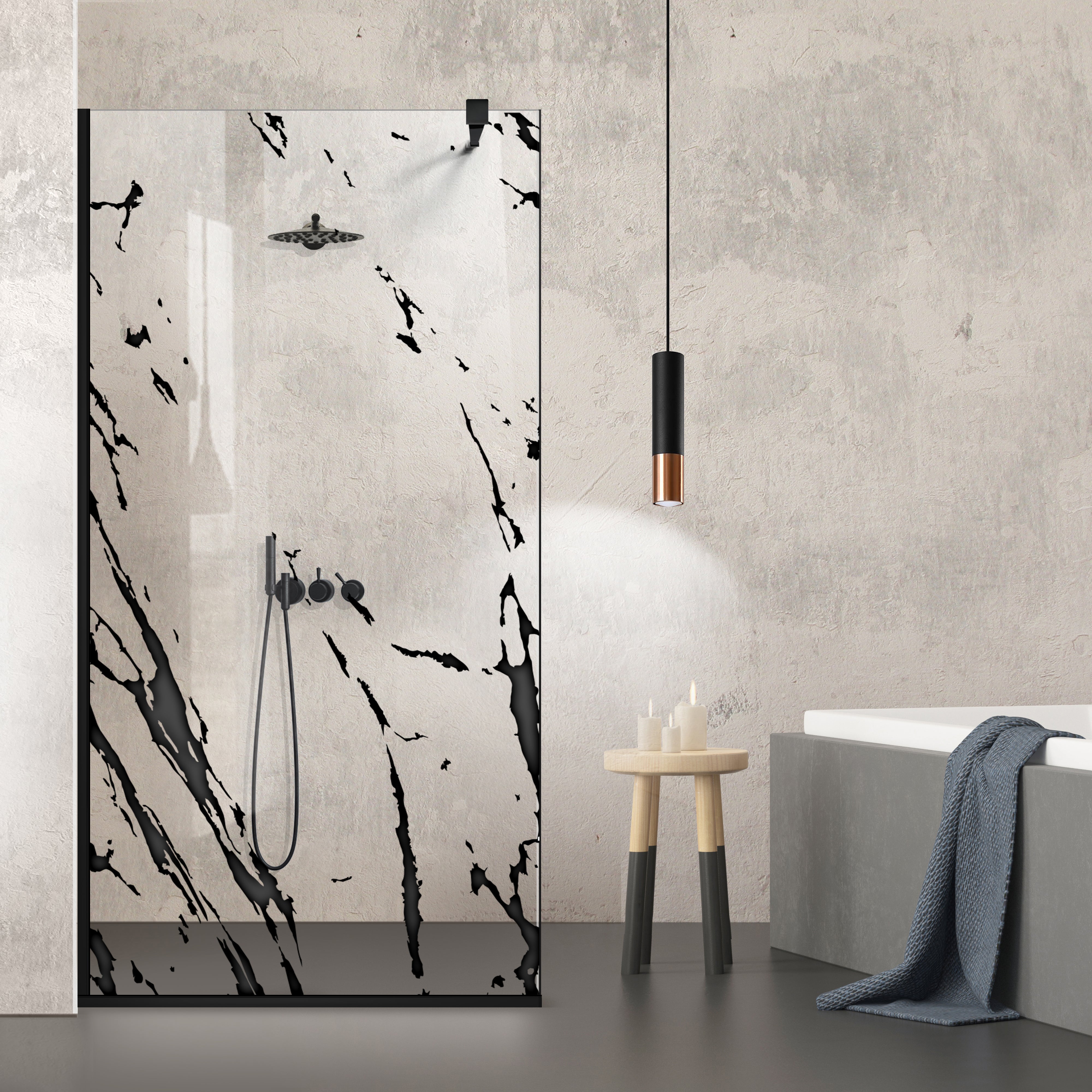 Shower Screens Walk-in, Black Shower Wall, #Clear #Víztiszta