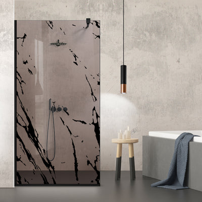Shower Screens Walk-in, Black shower wall, #Bronze #Bronze