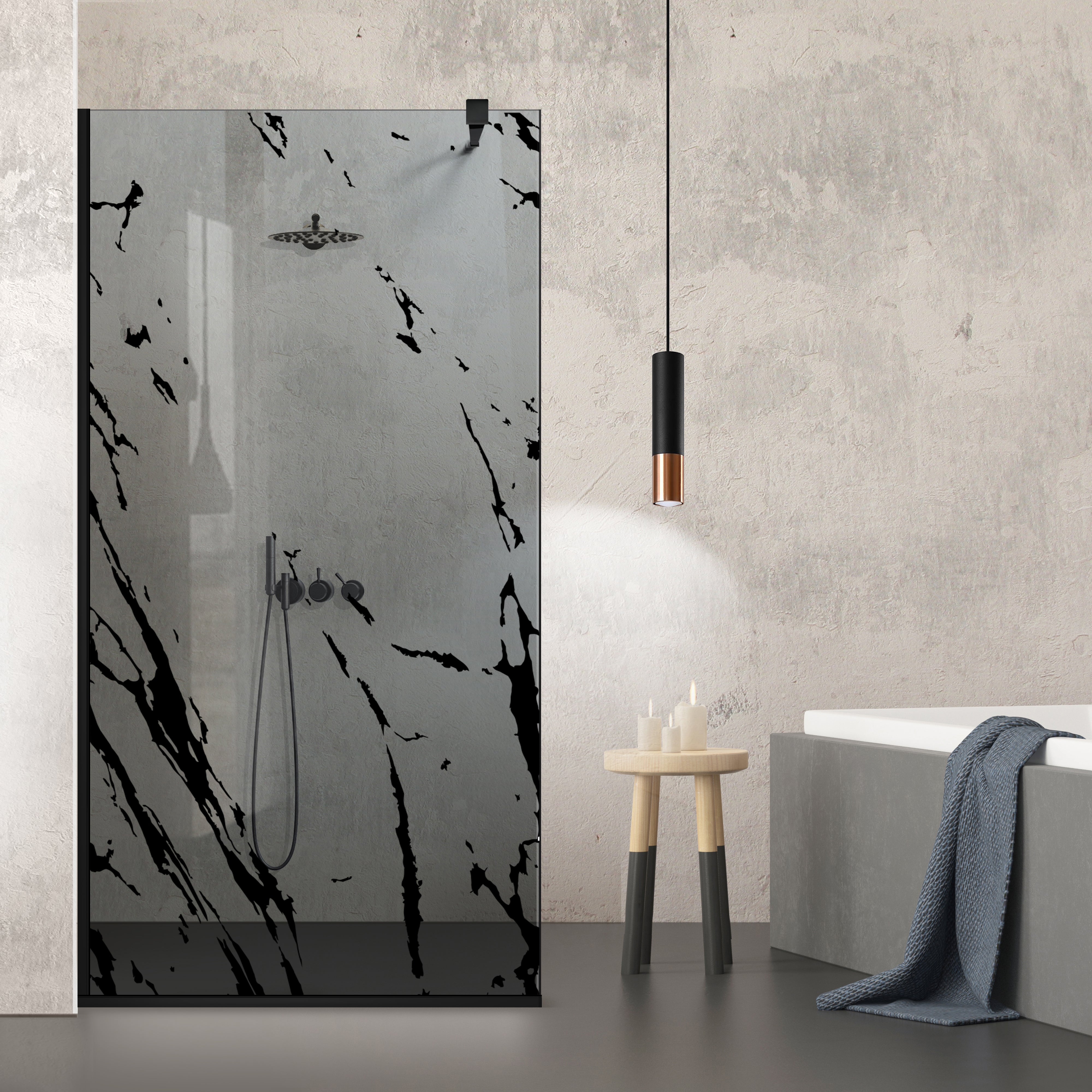 Shower Screens Walk-in, Black shower wall, #Grey #Grey