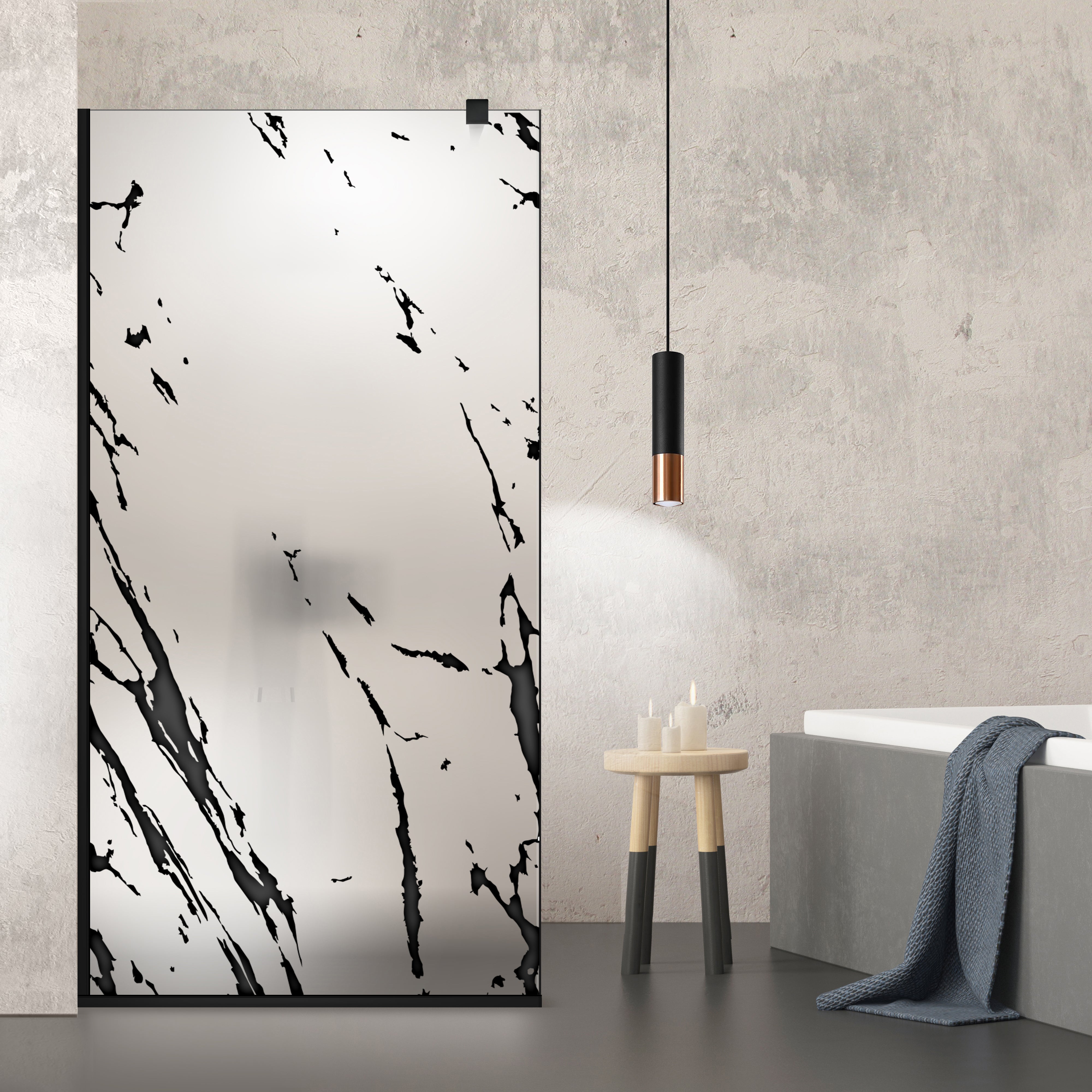 Shower Screens Walk-in, Black Shower Wall, #Satiné #Matt