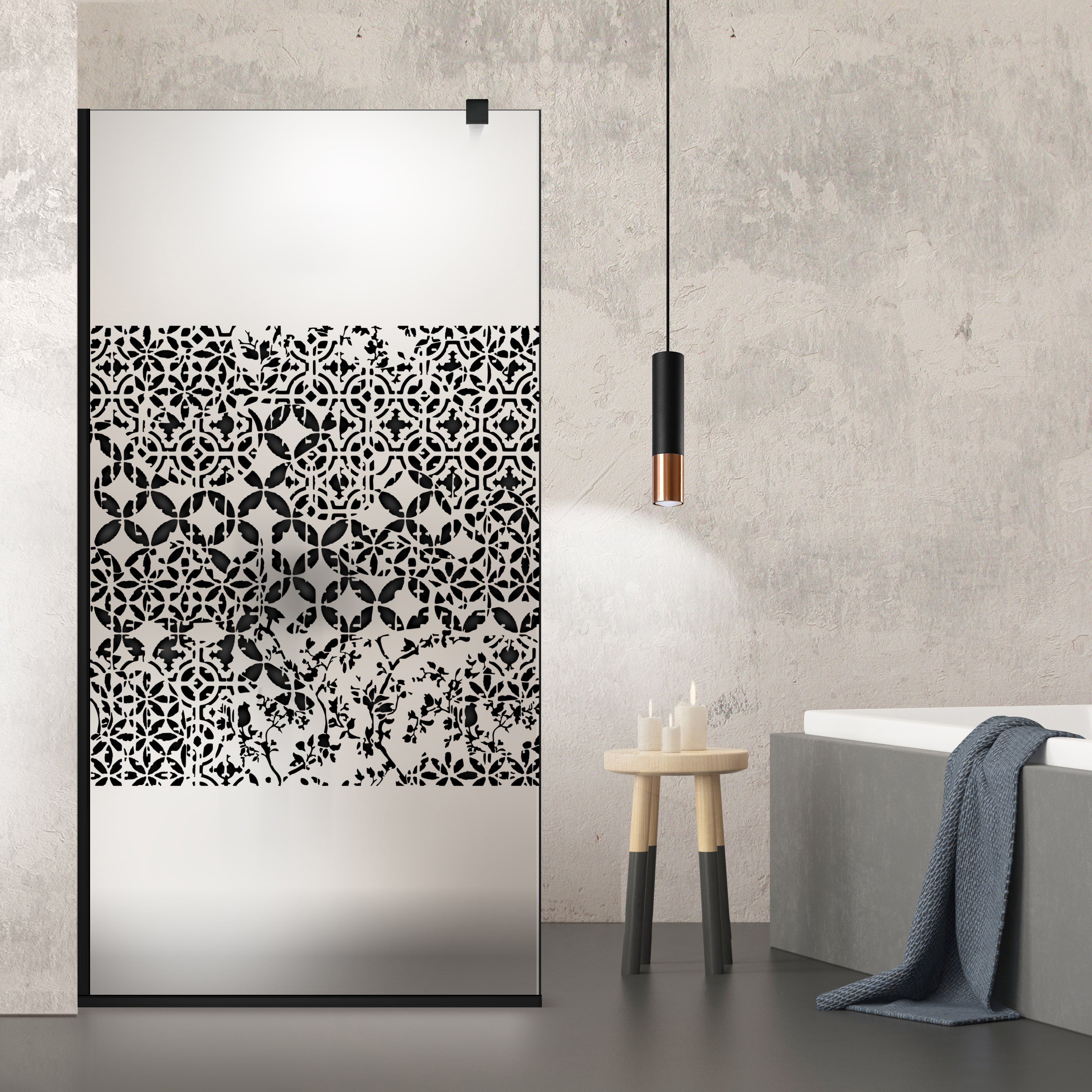 Shower Screens Walk-in, Black Shower Wall, #Satiné #Matt