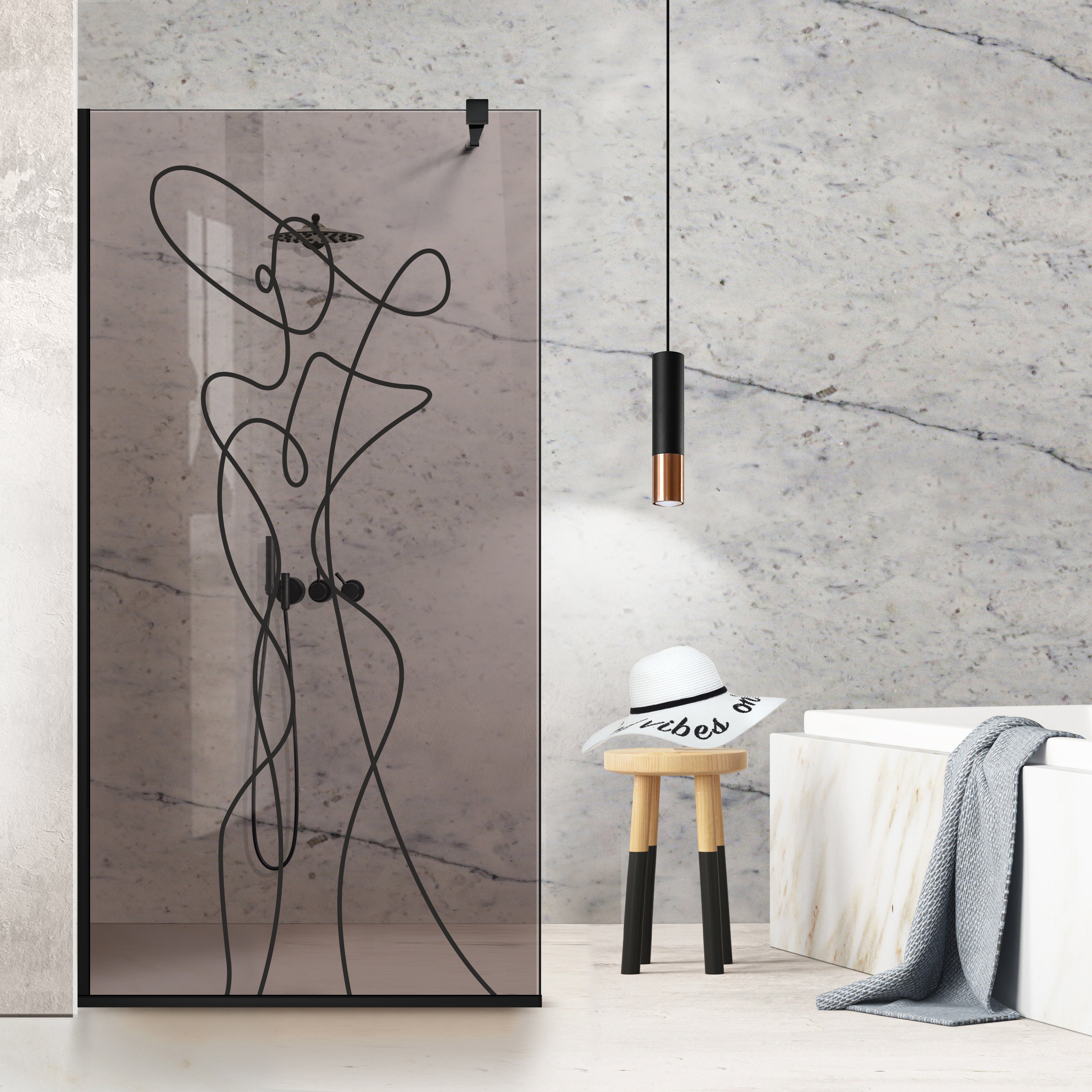 Shower Screens Walk-in, Black shower wall, #Bronze #Bronze