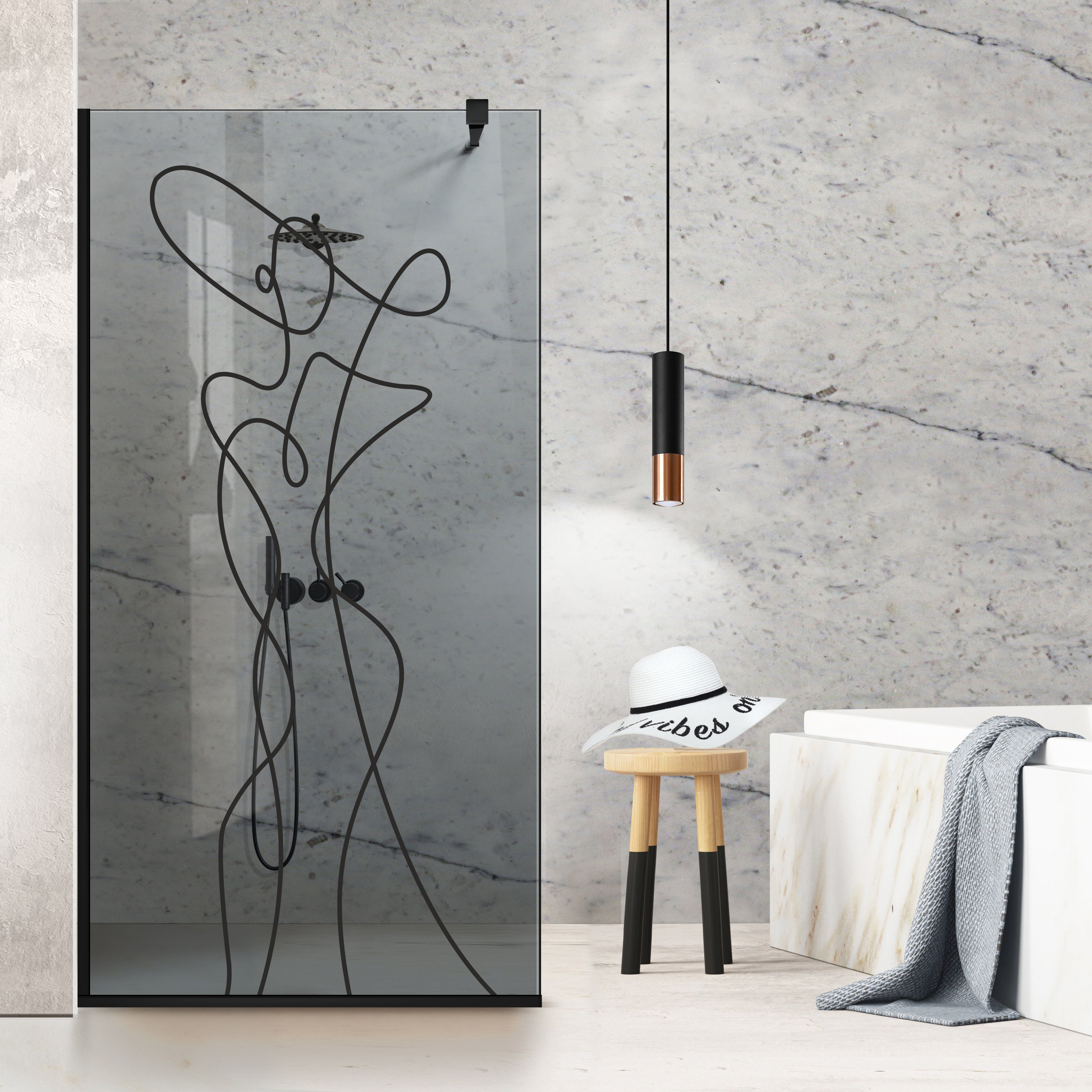 Shower Screens Walk-in, Black shower wall, #Grey #Grey