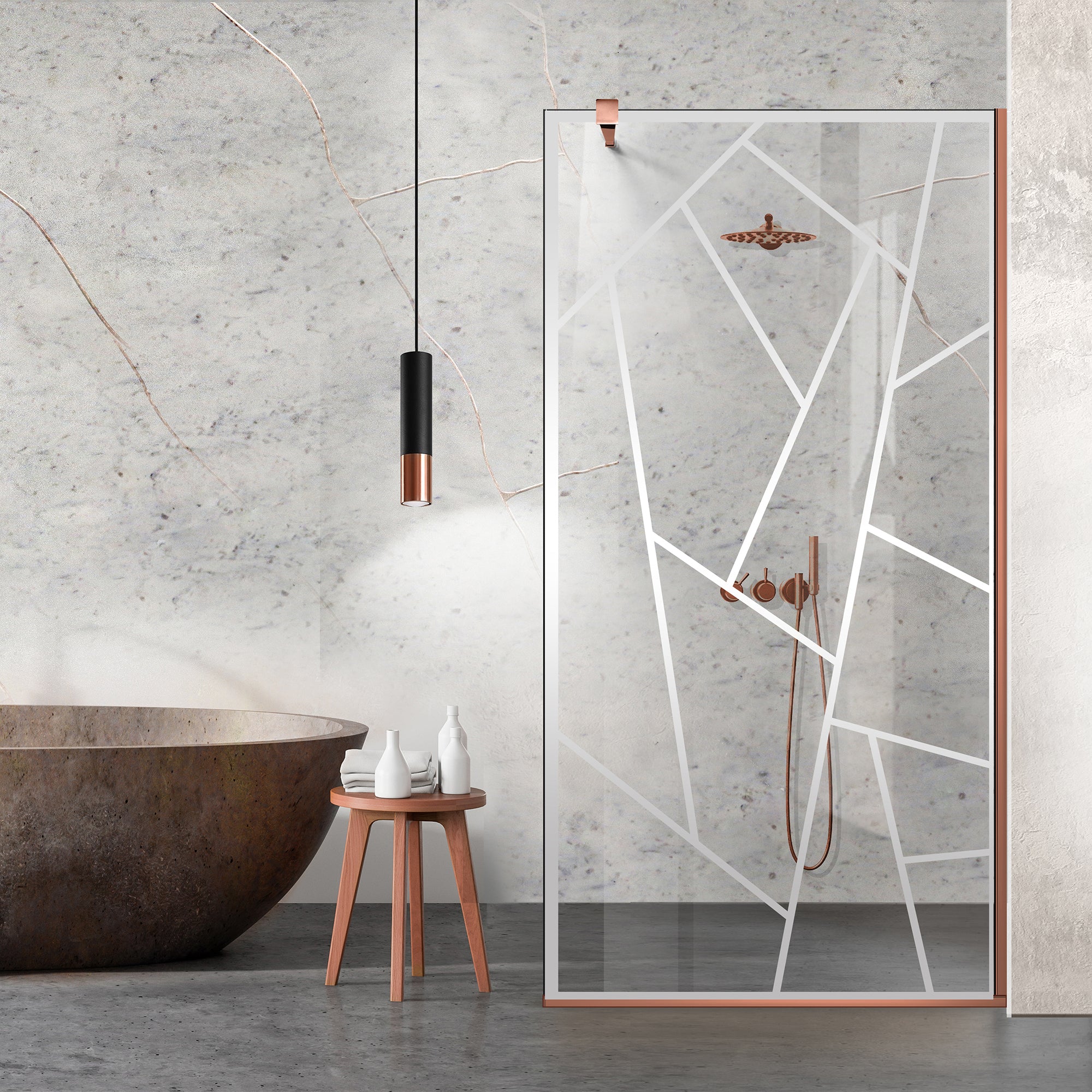 Shower Screens Walk-in, Shower wall Copper, #Clear #Crystal clear