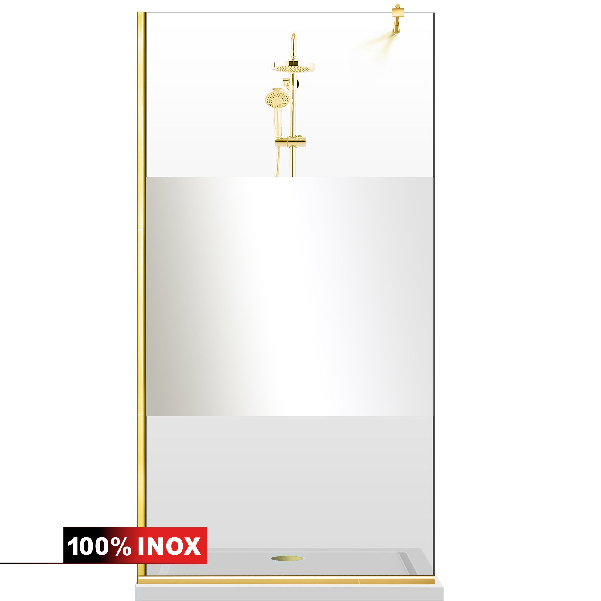 Shower Screens Walk-in, Shower Wall Gold, #Clear #Water-Clear