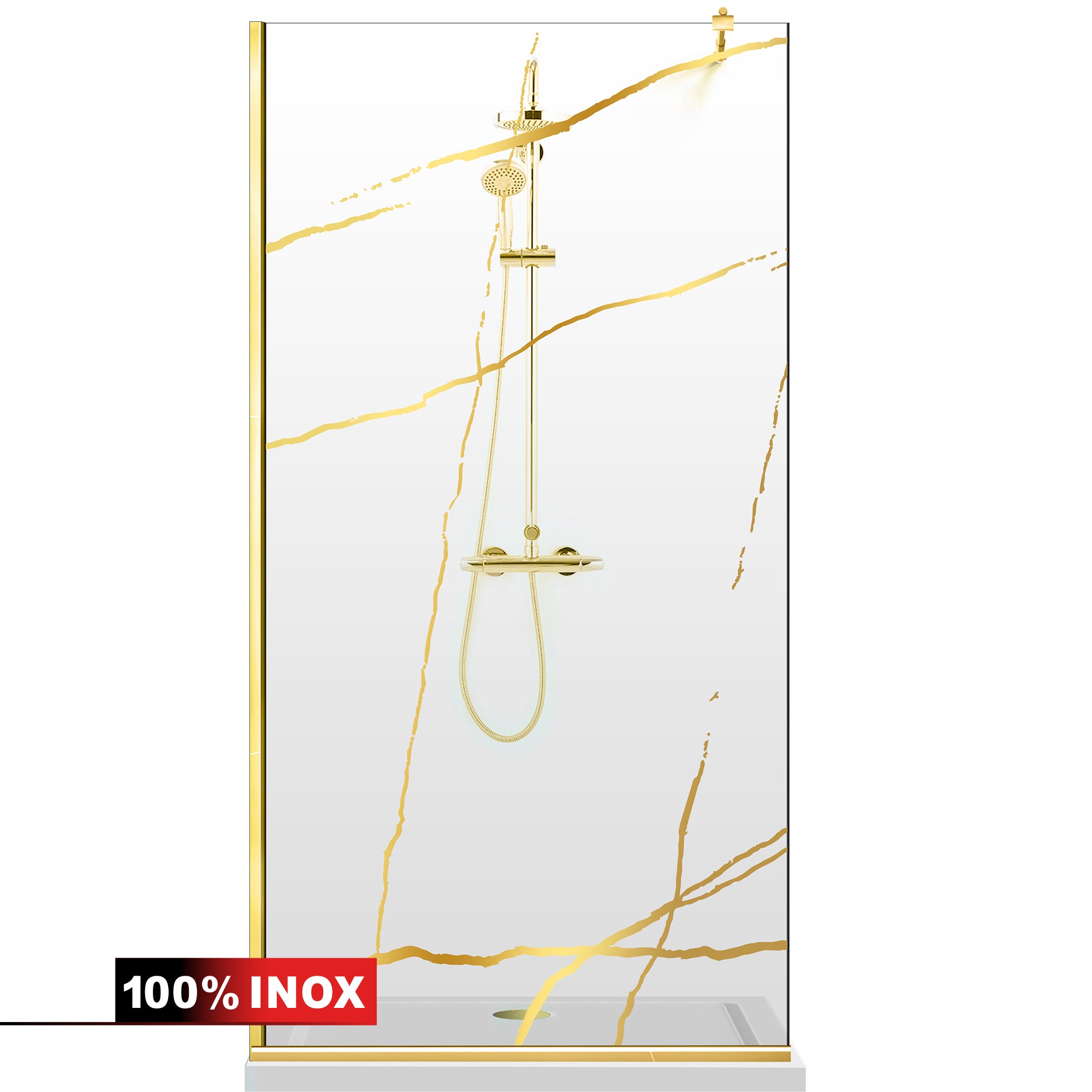 Shower Screens Walk-in, Shower Wall Gold, #Clear #Water-Clear