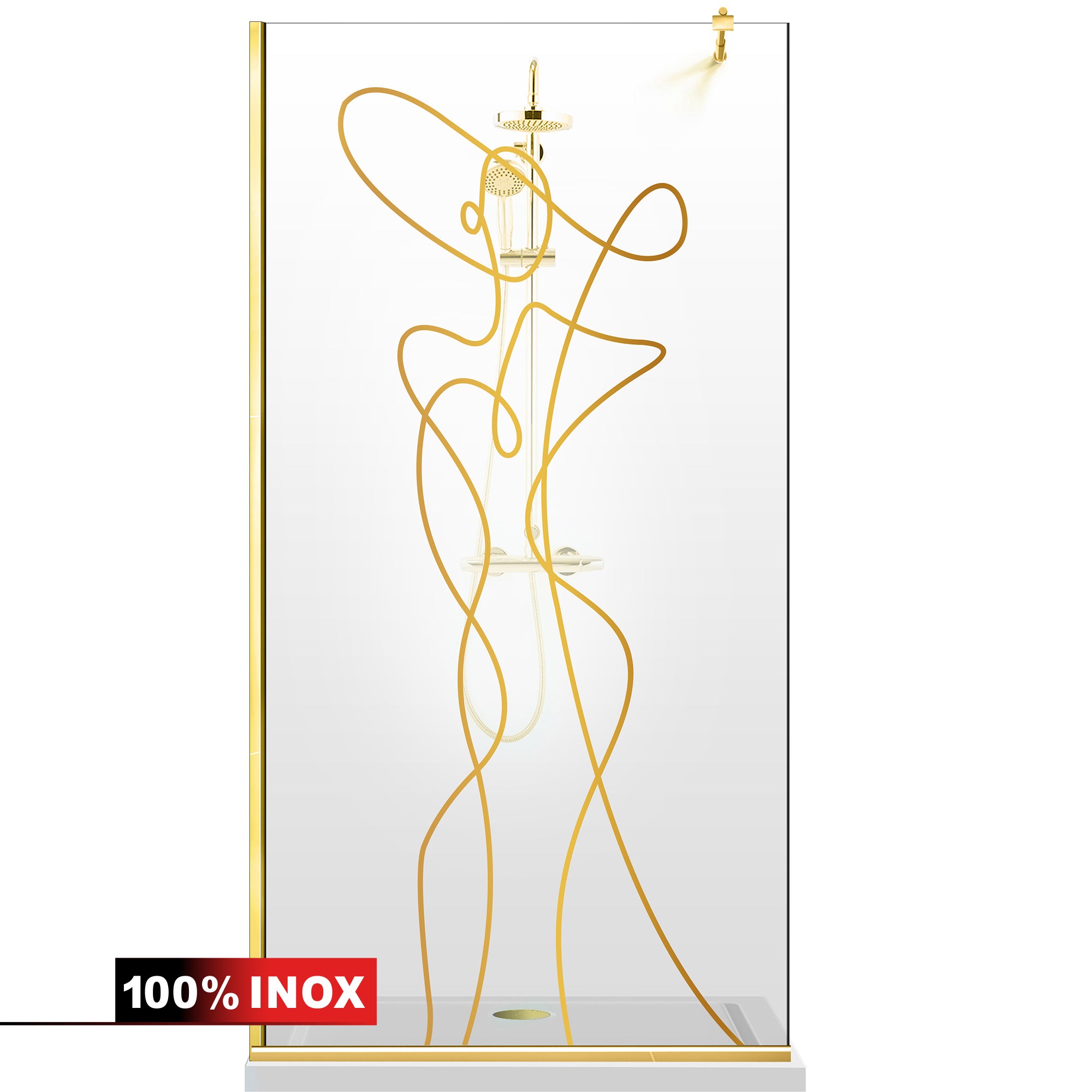 Shower Screens Walk-in, Shower Wall Gold, #Clear #Water-Clear