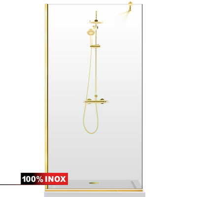 Shower Screens Walk-in, Shower Wall Gold, #Clear #Water-Clear