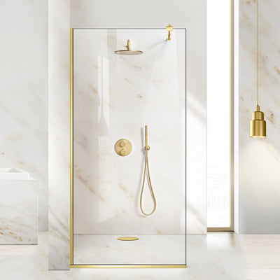 Shower Screens Walk-in, Shower Wall Gold, #Clear #Water-Clear