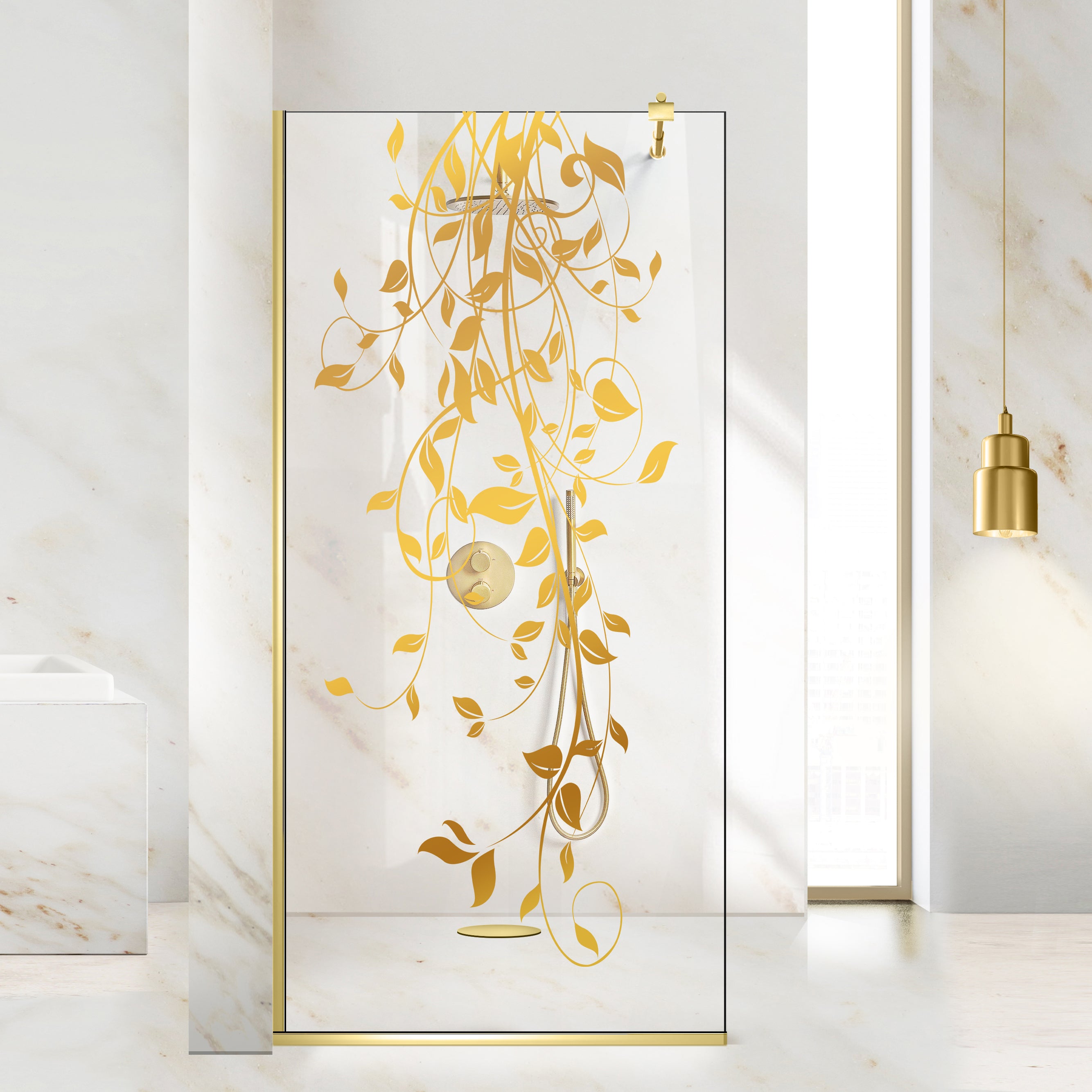 Shower Screens Walk-in, Shower Wall Gold, #Clear #Water-Clear