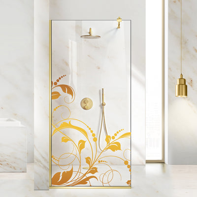 Shower Screens Walk-in, Shower Wall Gold, #Clear #Water-Clear