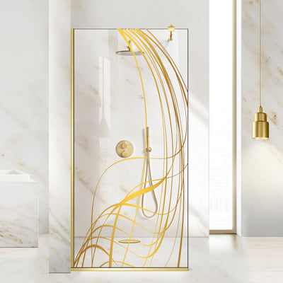 Shower Screens Walk-in, Shower Wall Gold, #Clear #Water-Clear
