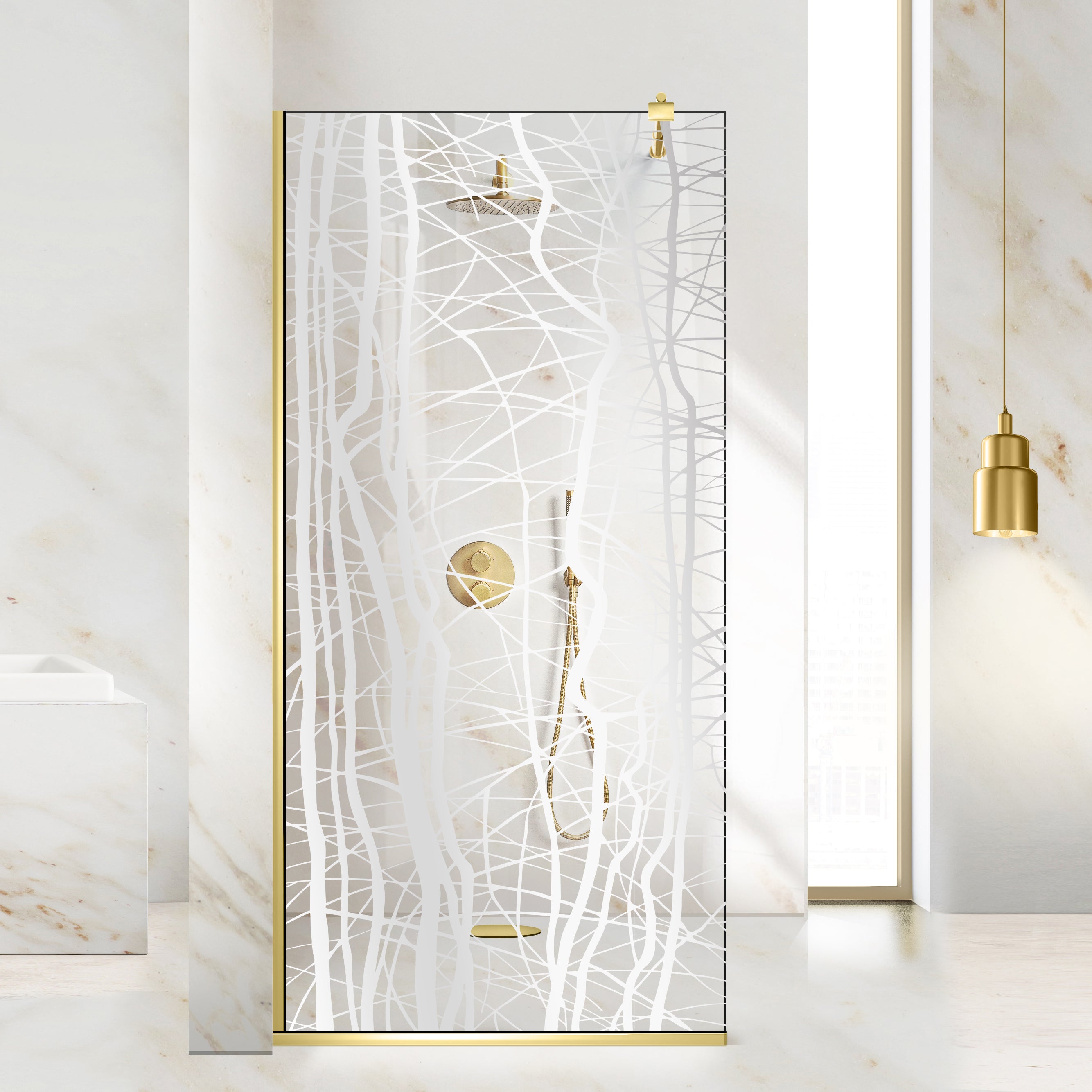 Shower Screens Walk-in, Shower Wall Gold, #Clear #Water-Clear