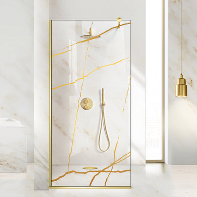 Shower Screens Walk-in, Shower Wall Gold, #Clear #Water-Clear