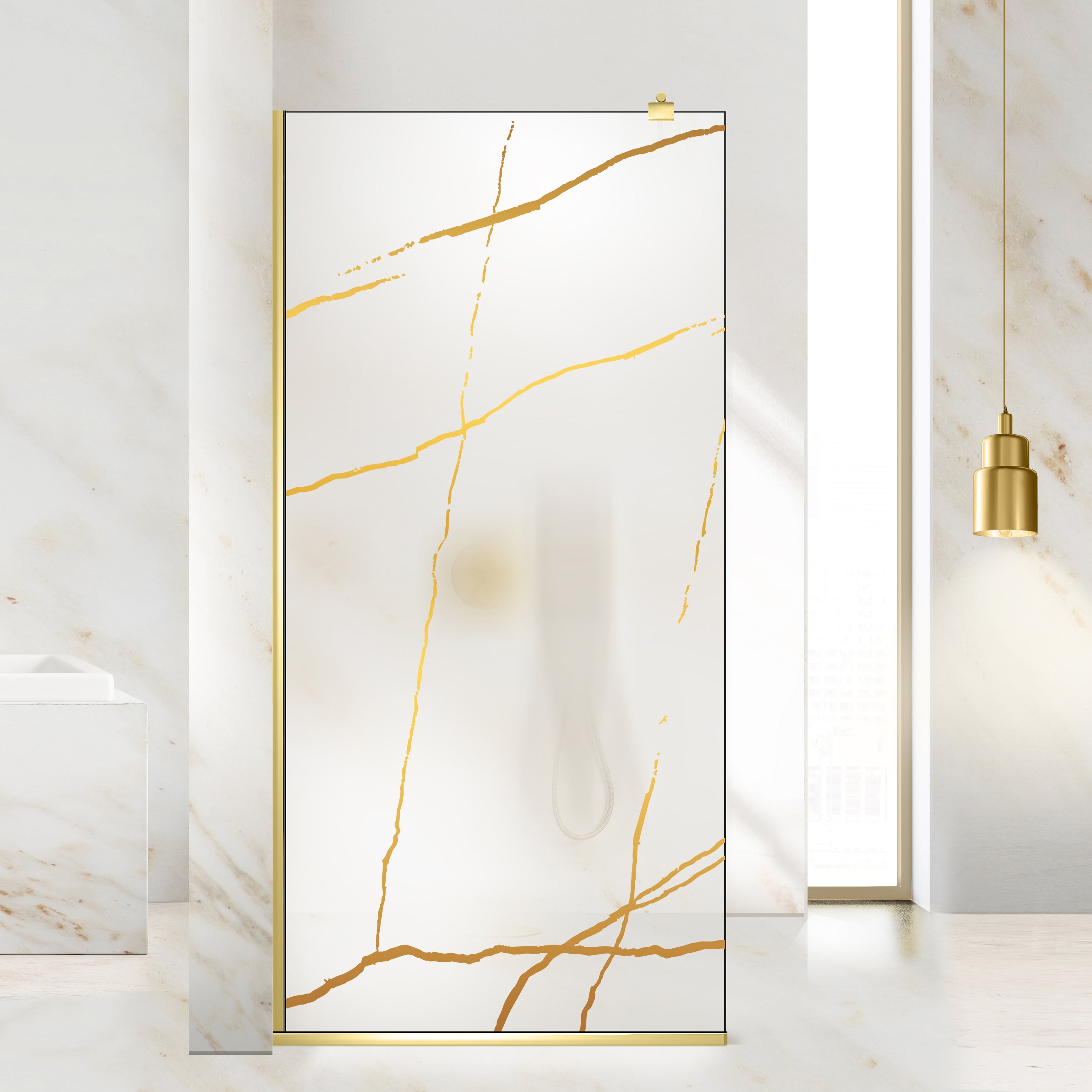 Shower Screens Walk-in, Shower Wall Gold, #Satiné #Matt