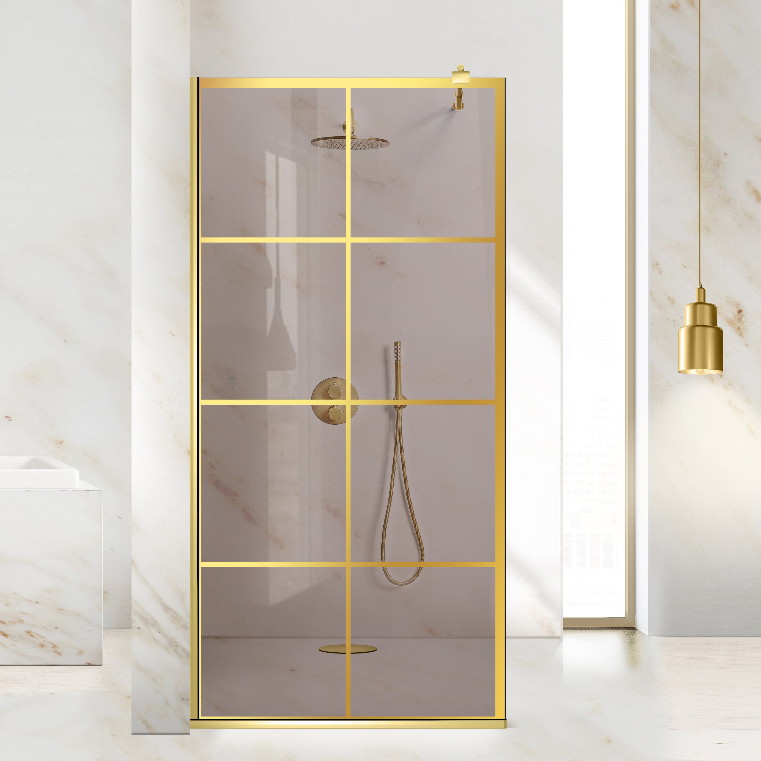 Shower Screens Walk-in, Shower Wall Gold, #Bronze #Bronze