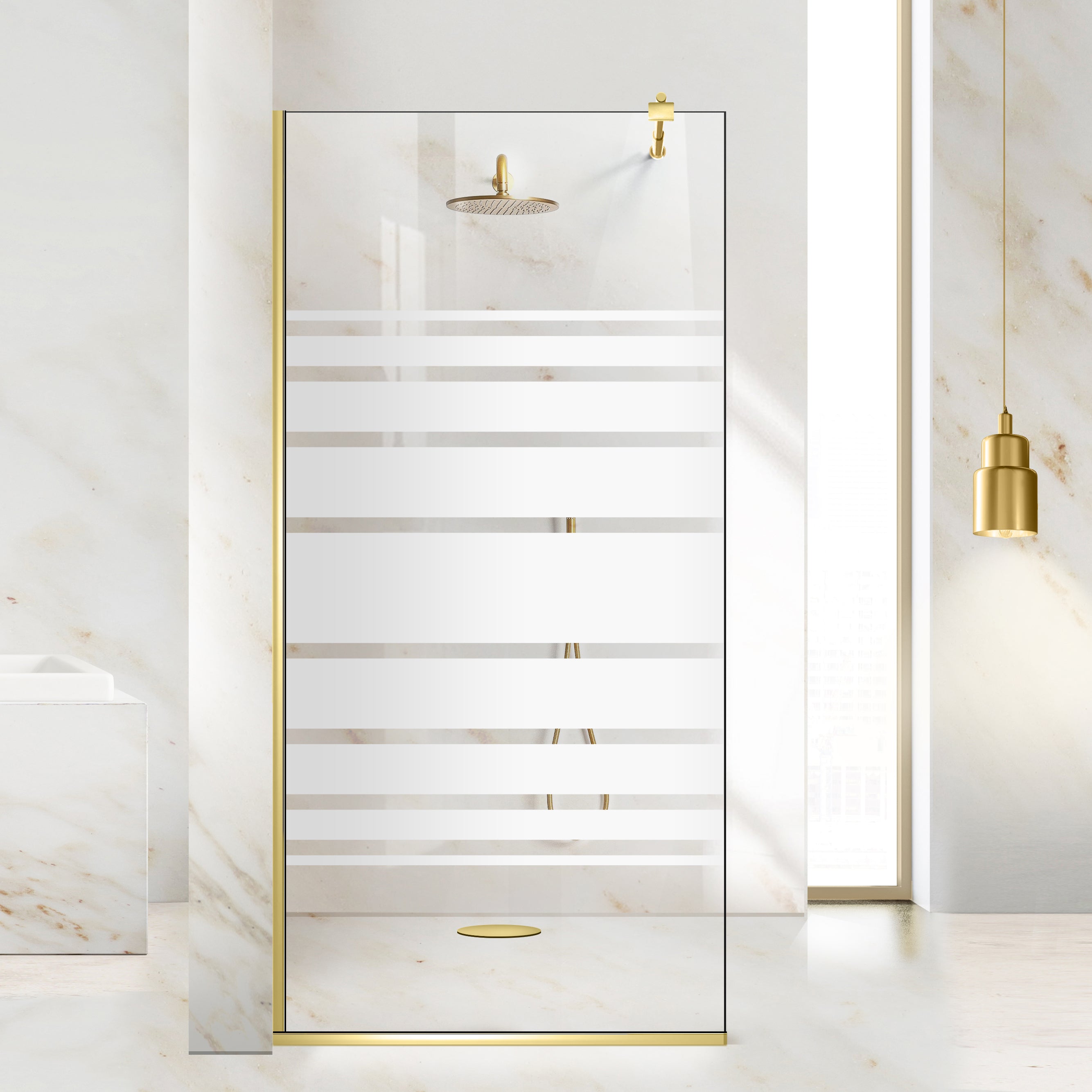 Shower Screens Walk-in, Shower Wall Gold, #Clear #Water-Clear