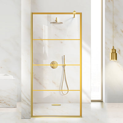 Shower Screens Walk-in, Shower Wall Gold, #Clear #Water-Clear