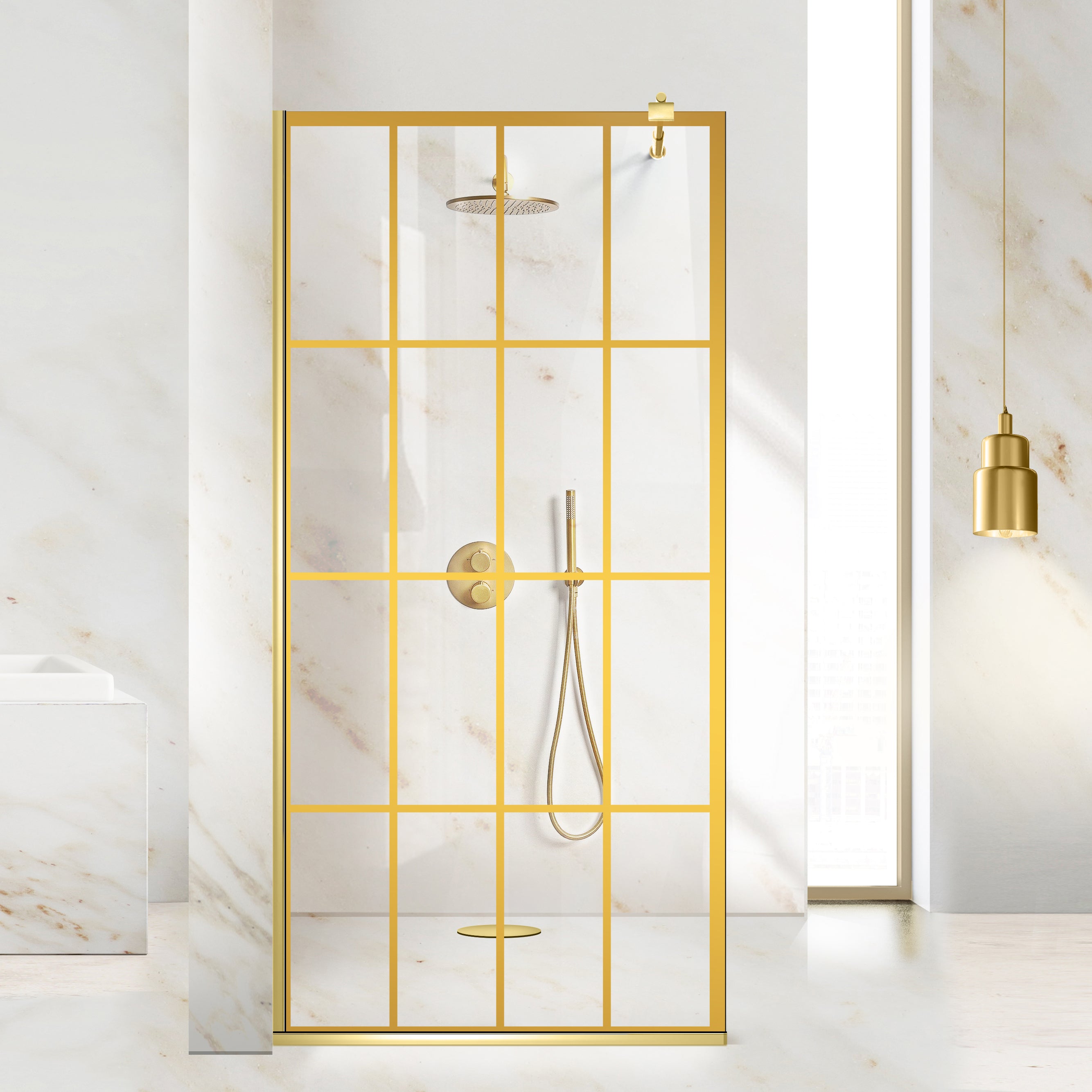 Shower Screens Walk-in, Shower Wall Gold, #Clear #Water-Clear