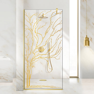 Shower Screens Walk-in, Shower Wall Gold, #Clear #Water-Clear