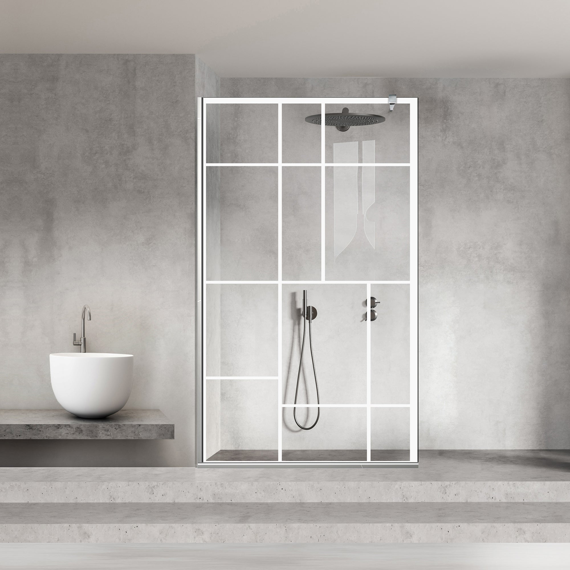 Paravan dus Walk-in, Perete dus  Inox, #Clara