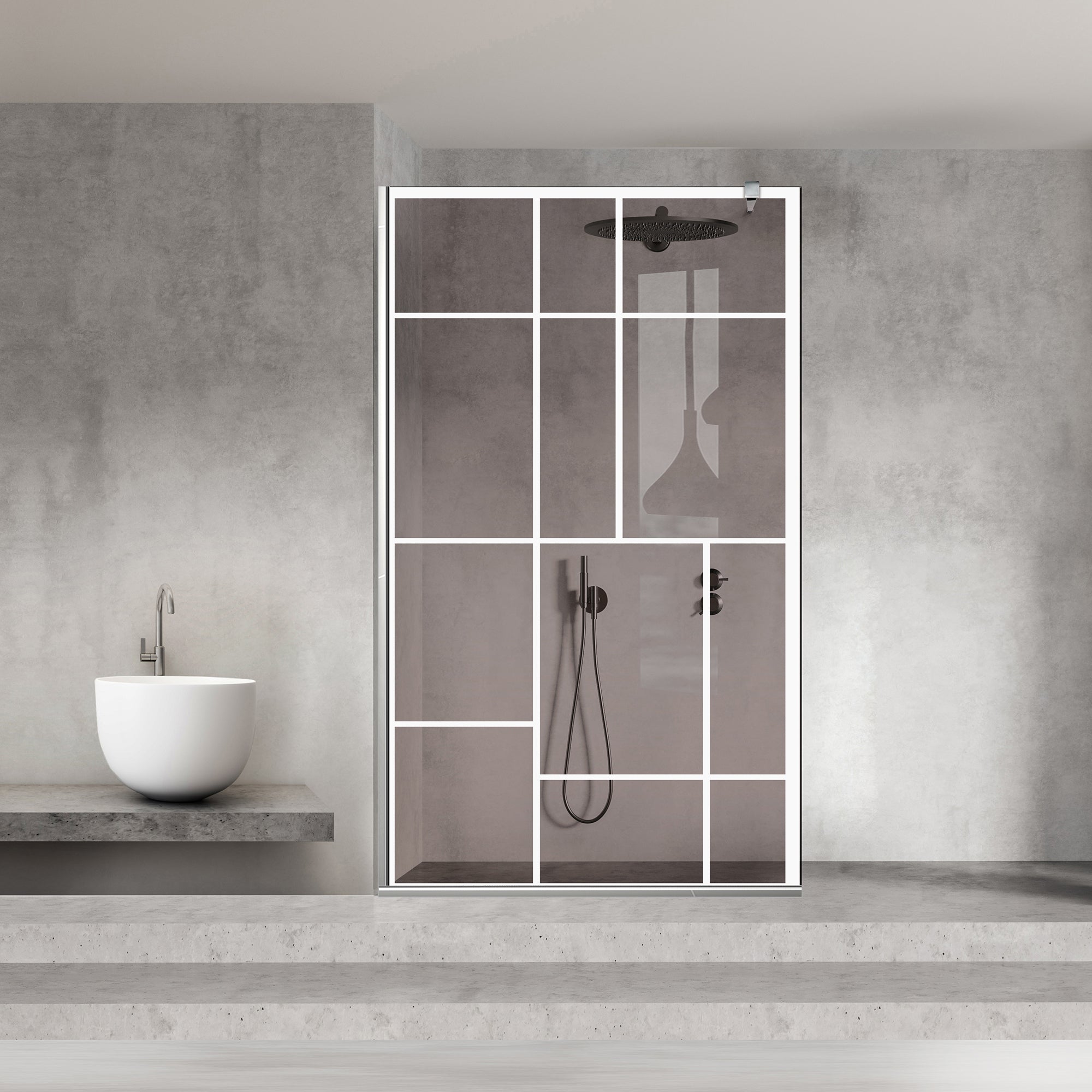 Paravan dus Walk-in, Perete dus Inox, #Bronz