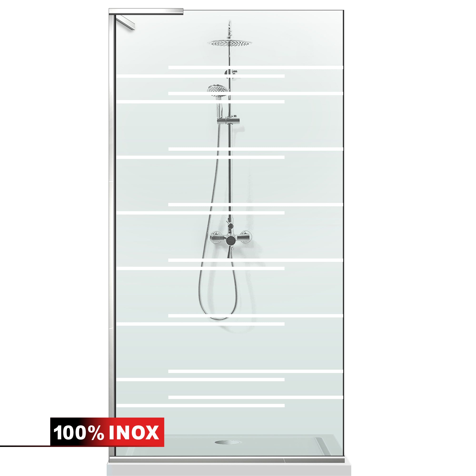 Paravan dus Walk-in, Perete dus Inox, #Clara