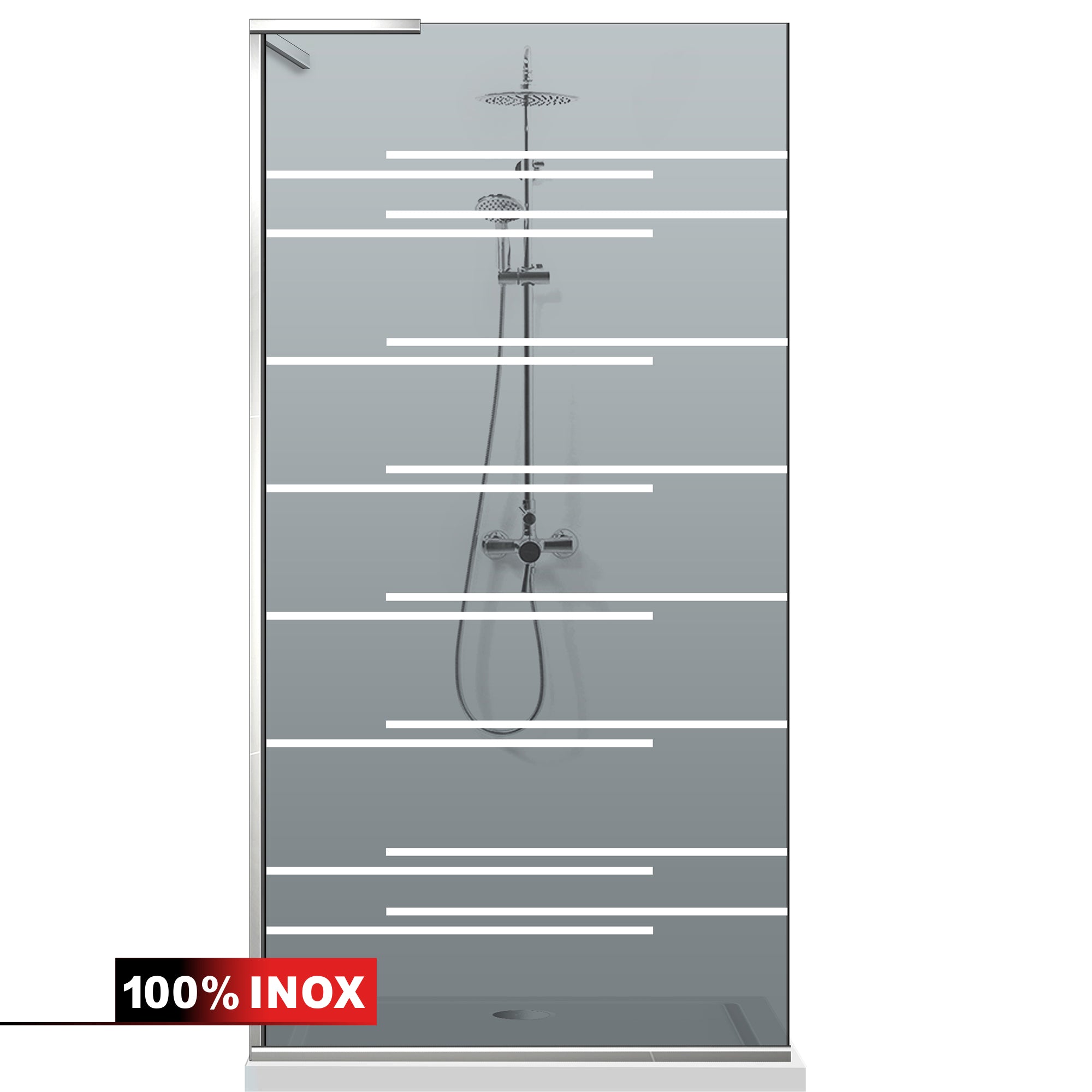 Paravan dus Walk-in, Perete dus Inox, #Gri