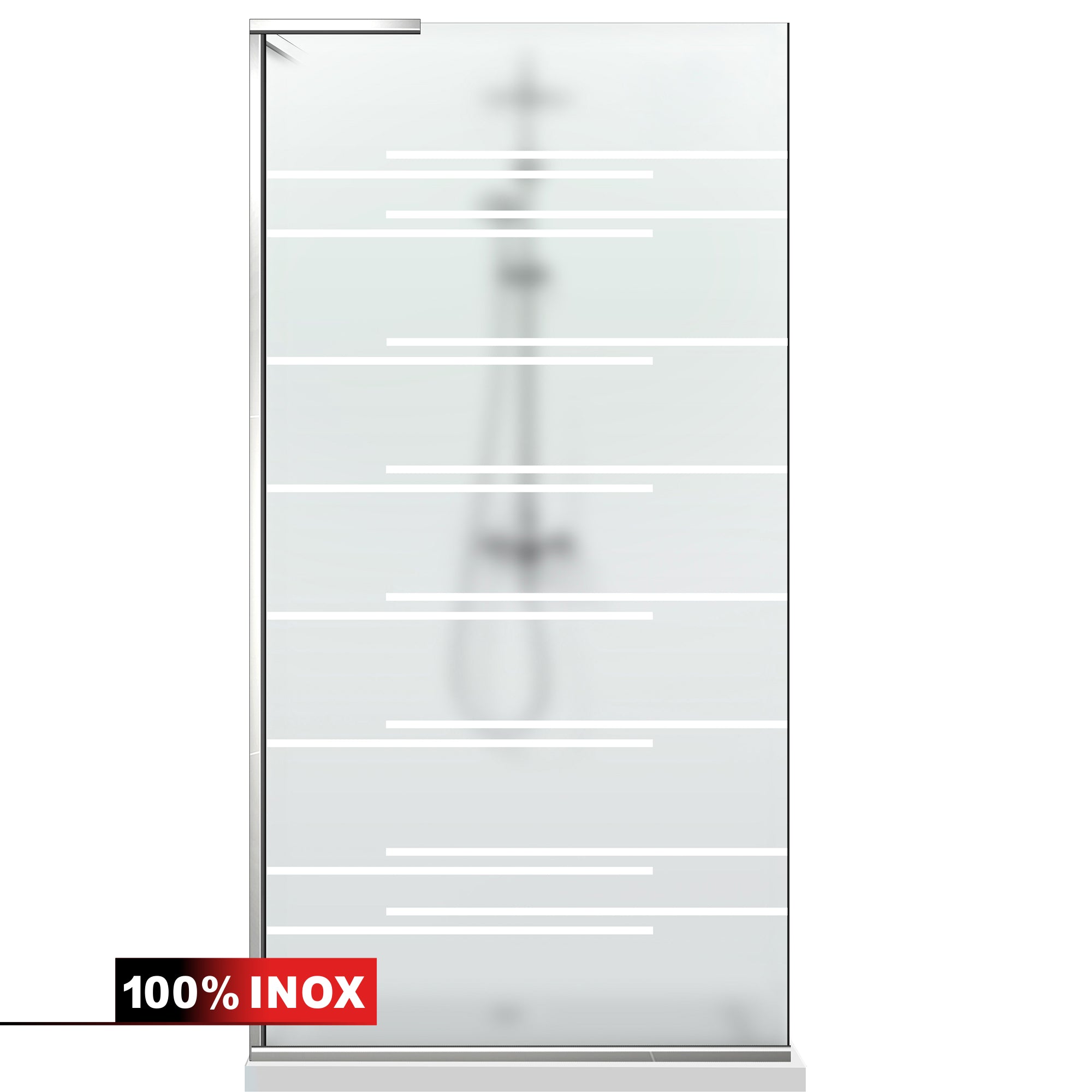 Paravan dus Walk-in, Perete dus Inox, #Mat