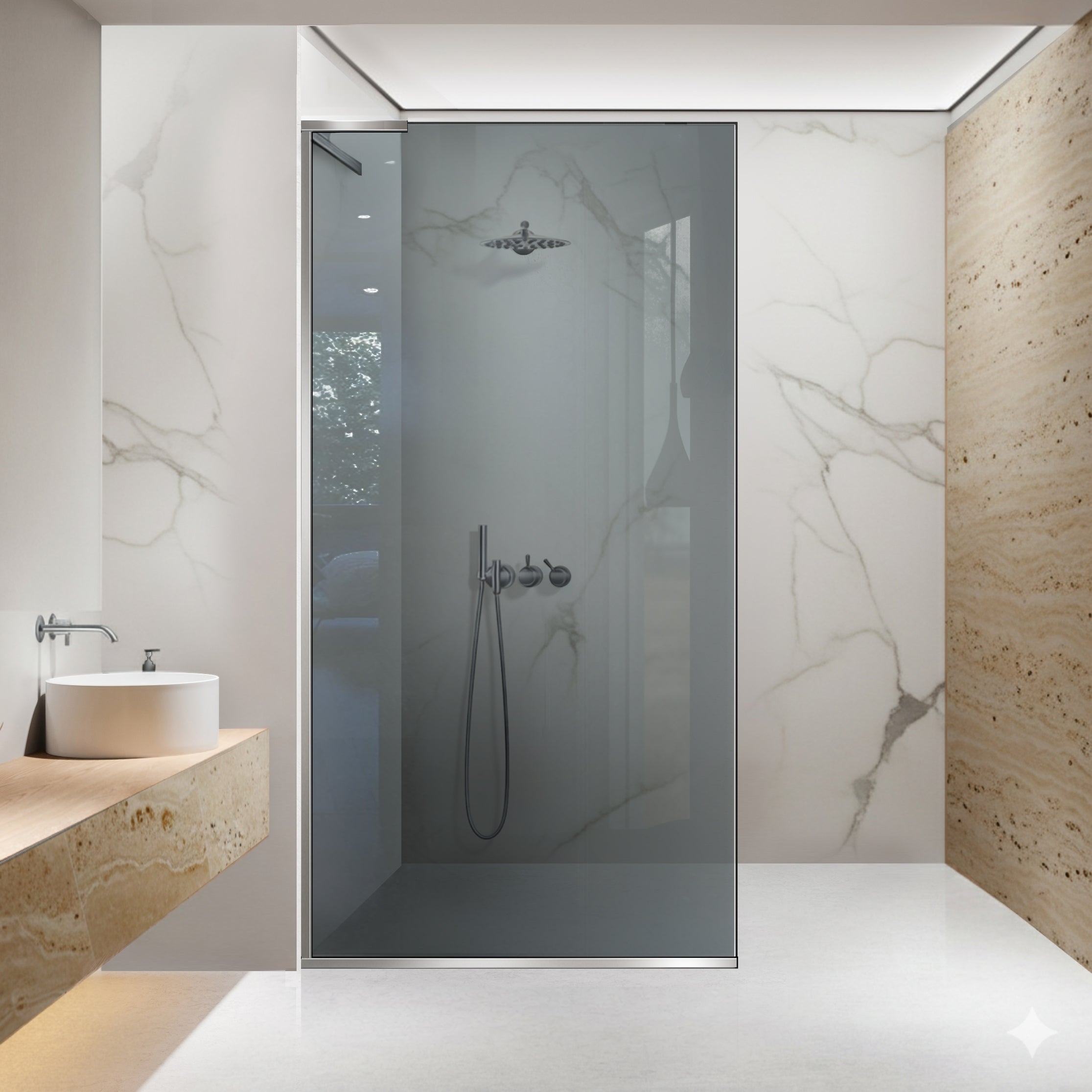 Shower Screens Walk-in, Shower wall Stainless steel, #Grey #Szürke